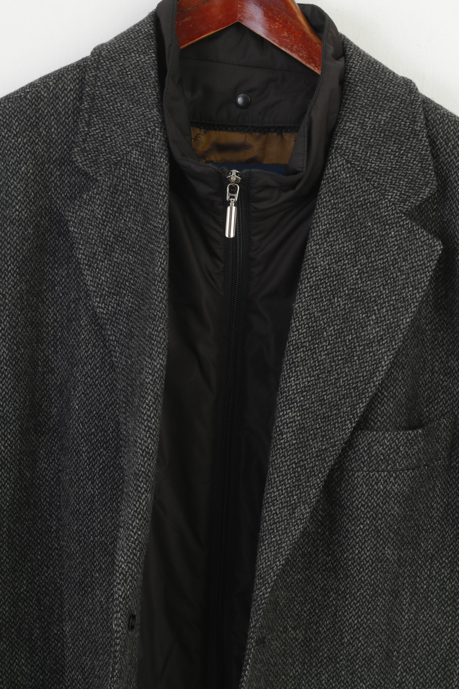 Highmoor Men 25 40 Blazer Grey Bottoms Full Zipper Collar Single Breasted Wool Vintage Jacket