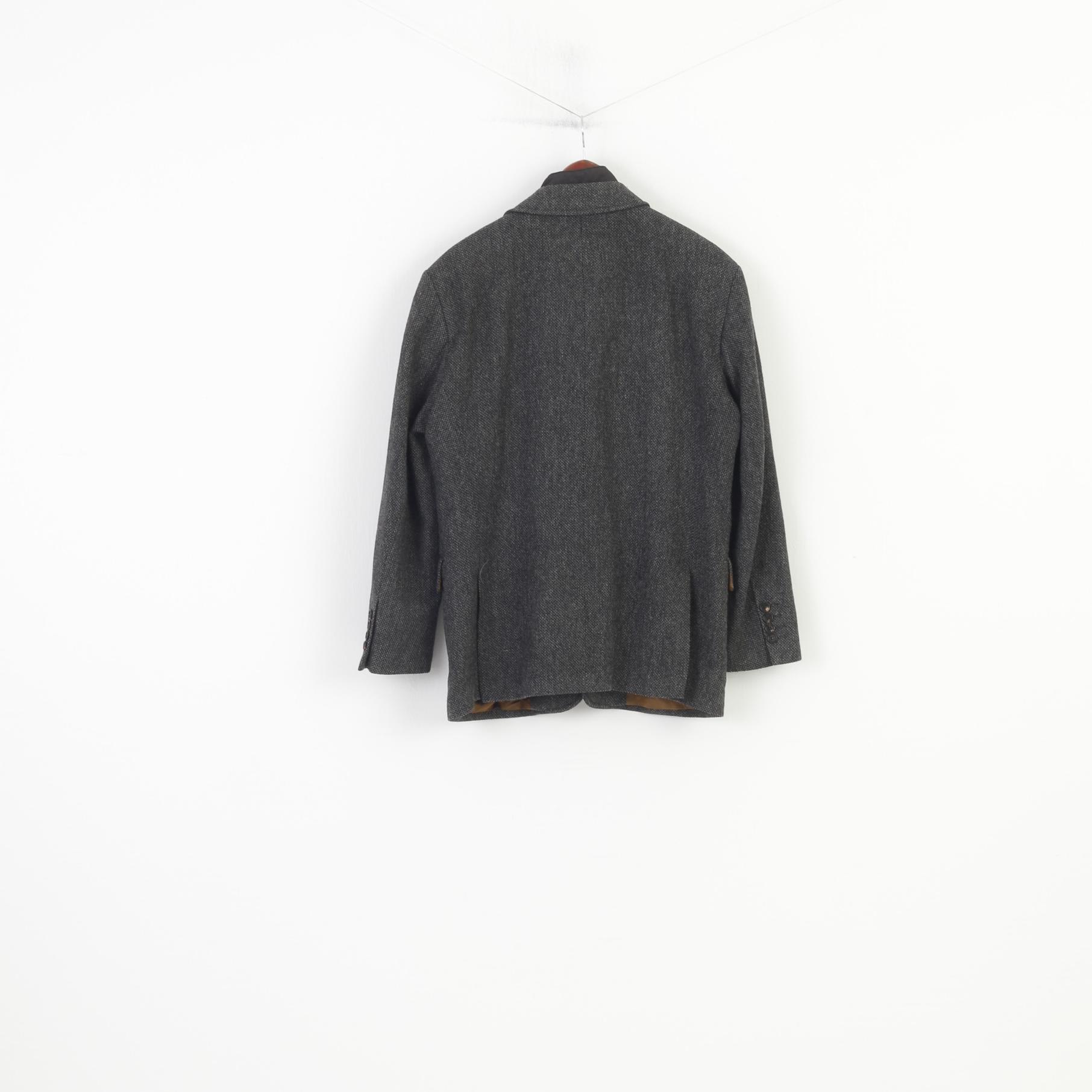 Highmoor hommes 25 40 Blazer gris bas col à fermeture éclair complète simple boutonnage laine veste vintage