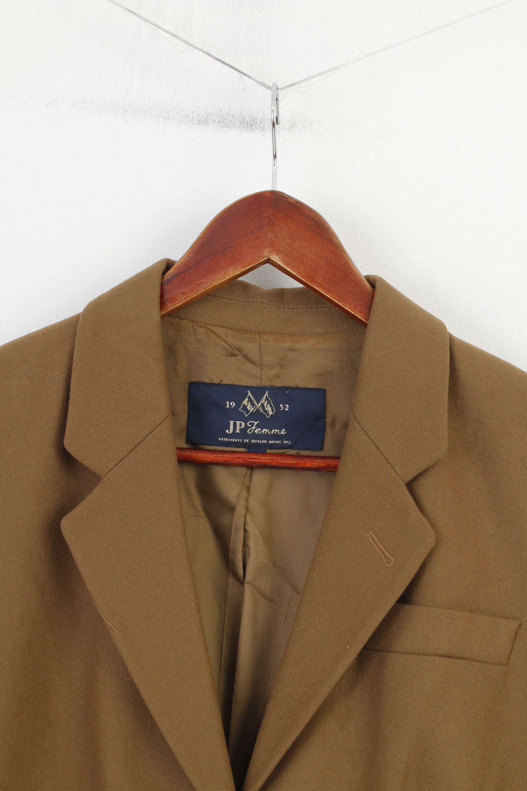 JP Femme Women M Blazer Single Breasted Wool Khaki Vintage Bottoms 1952 Jacket