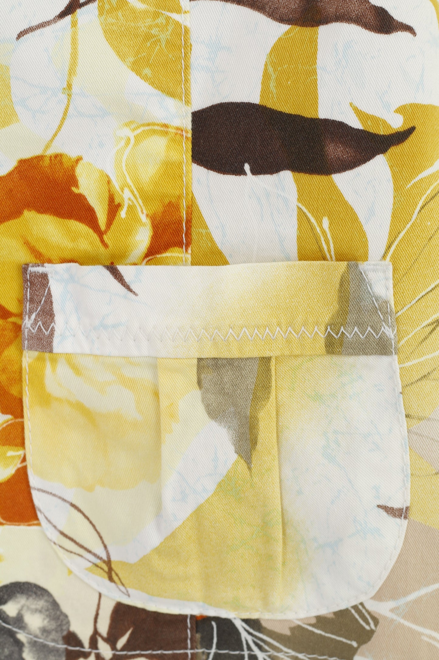 Ascari Donna 38 M Blazer con stampa fiori Tasche Gialle Colletto monopetto Pantaloni Giacca vintage in cotone