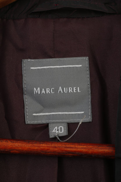 Marc Aurel Women 40 M Blazer  Purple Shiny Shoulder Pads Single Breasted Bottoms Vintage Jacket