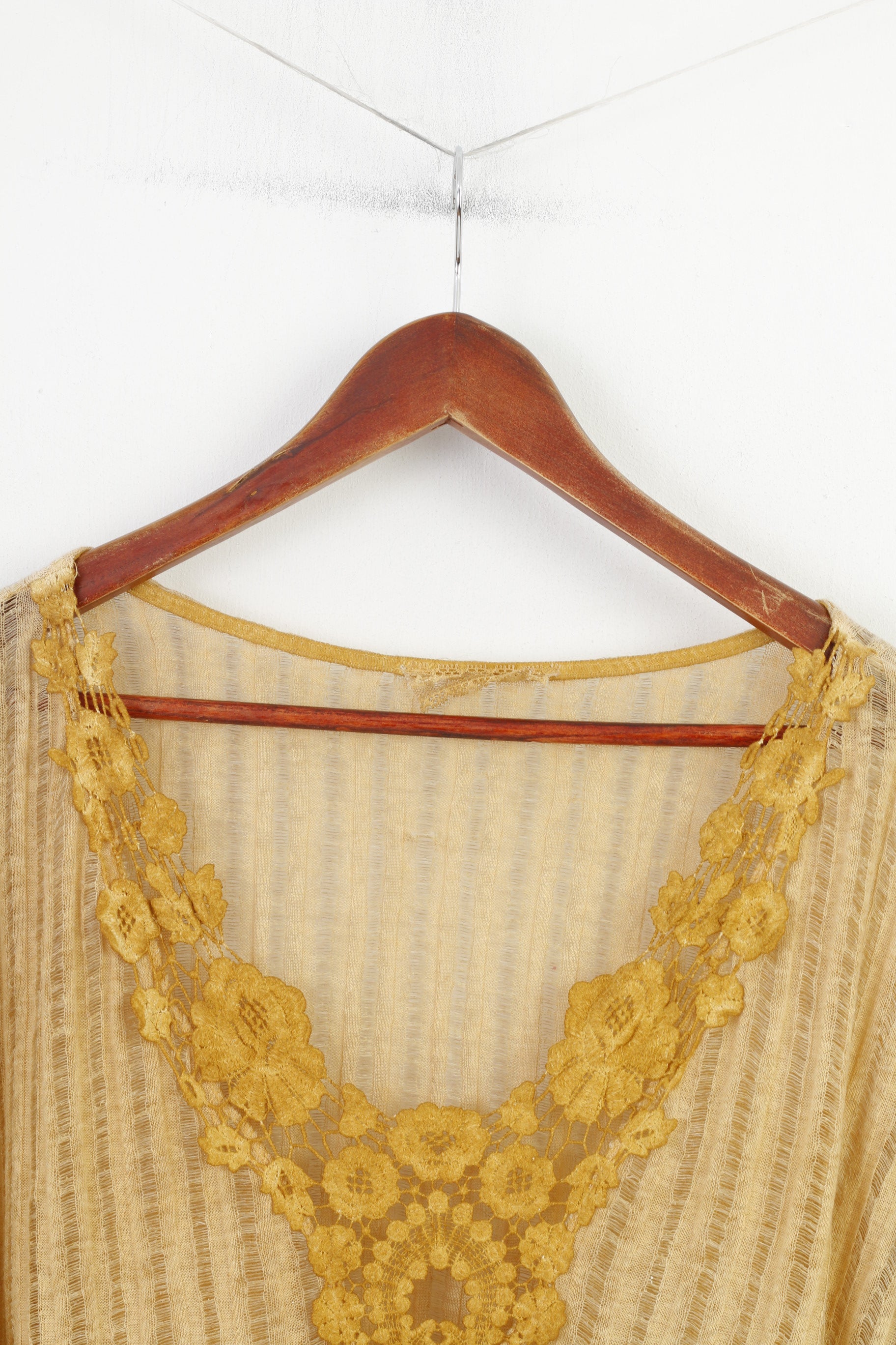 Vintage Women 4XL Shirt  V Neck Yellow Boho Lace Collar Big Size Thin Jumper Vintage Long Sleeve Cotton Top