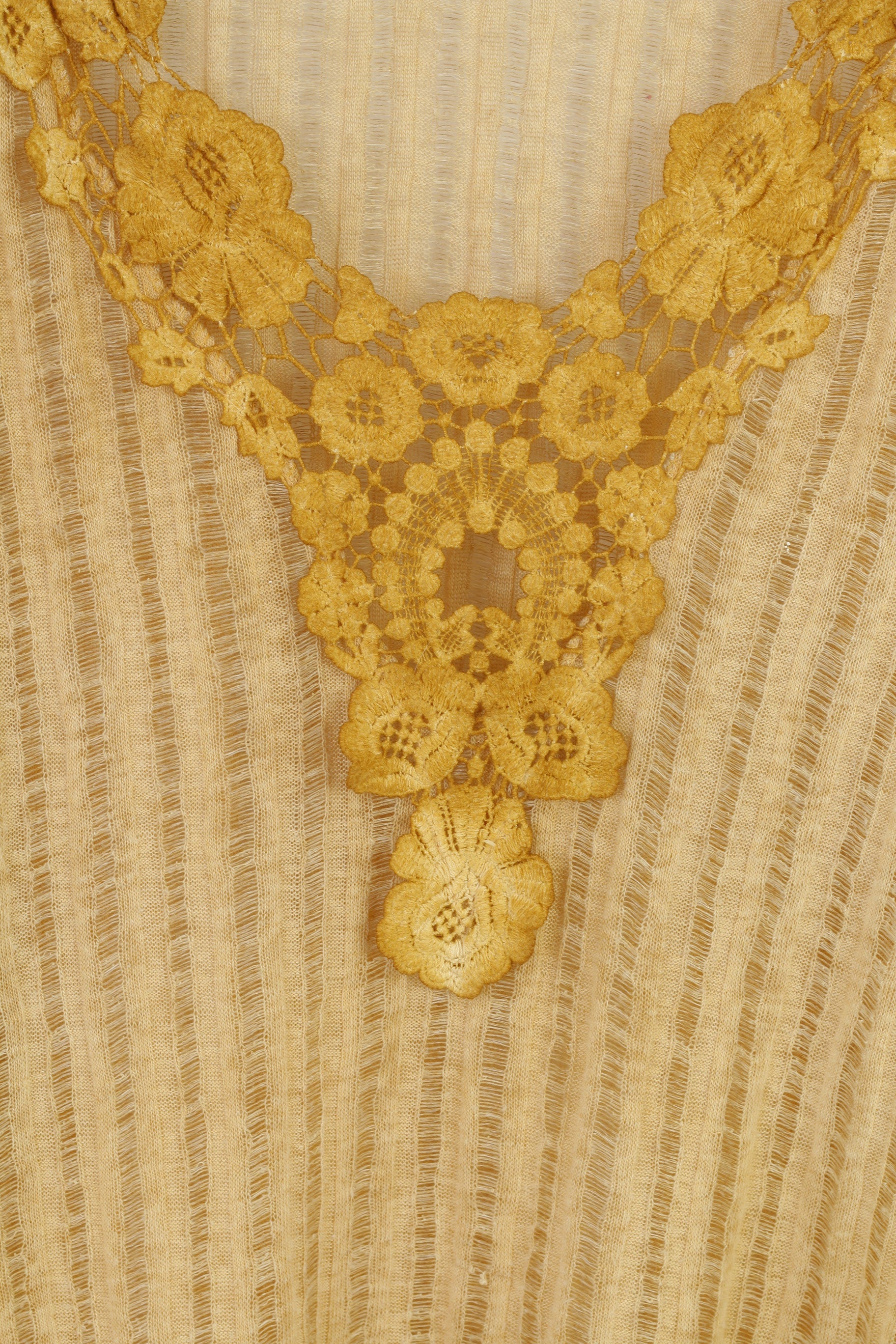 Vintage Women 4XL Shirt  V Neck Yellow Boho Lace Collar Big Size Thin Jumper Vintage Long Sleeve Cotton Top