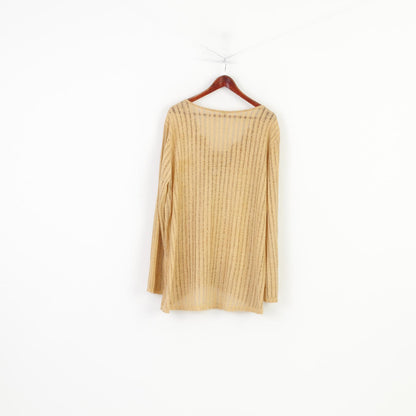 Camicia vintage da donna 4XL con scollo a V giallo Boho colletto in pizzo maglione sottile di grandi dimensioni top vintage in cotone a maniche lunghe 
