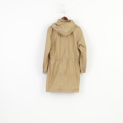 FS Women 10 M Jacket Parka Nylon Full Zipper Gold Waterproof Hoodeed Gore-Tex Long Jacket Outdoor Vintage Top