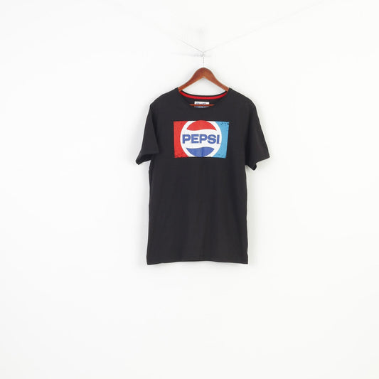 Pepsi Cola Men L T- Shirt Black Graphic Cotton Crew Neck Logo Short Sleeve Vintage Top