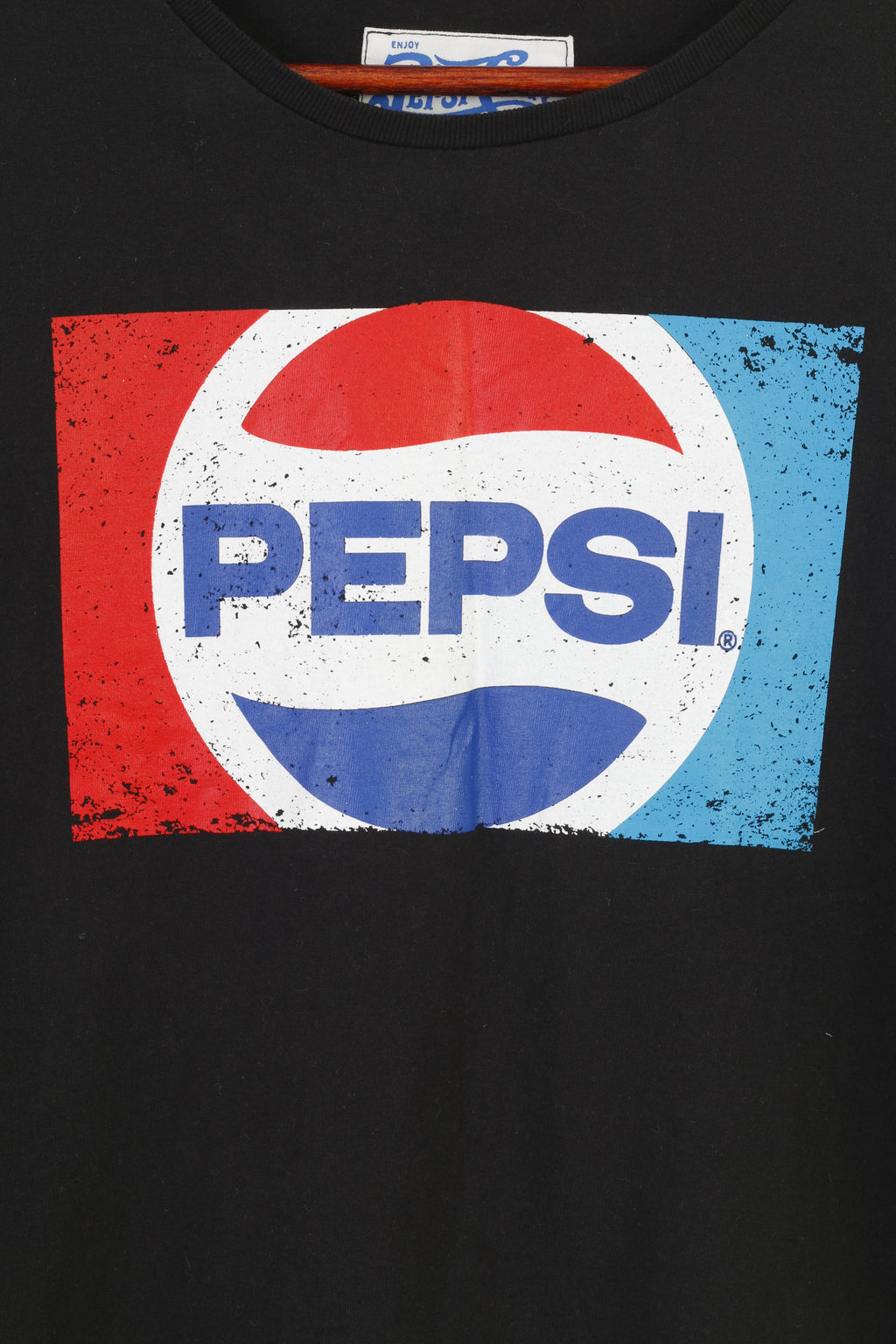 T-shirt Pepsi Cola da uomo L. Top vintage a maniche corte con logo grafico nero in cotone