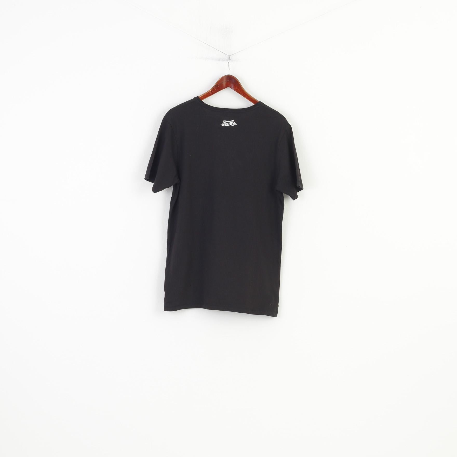 T-shirt Pepsi Cola da uomo L. Top vintage a maniche corte con logo grafico nero in cotone