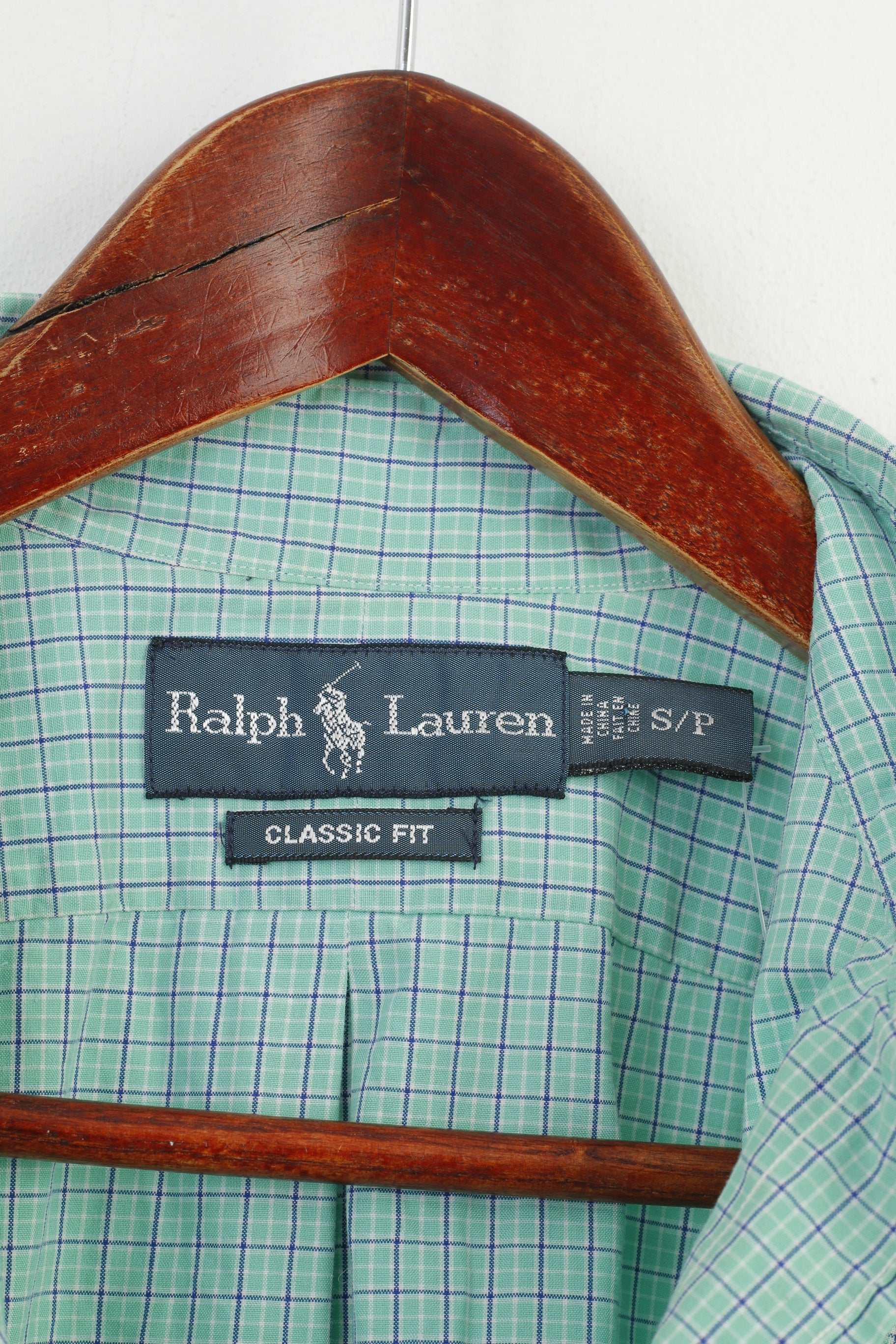 Ralph Lauren Chemise décontractée pour hommes Vert à carreaux en coton à manches courtes Coupe classique
