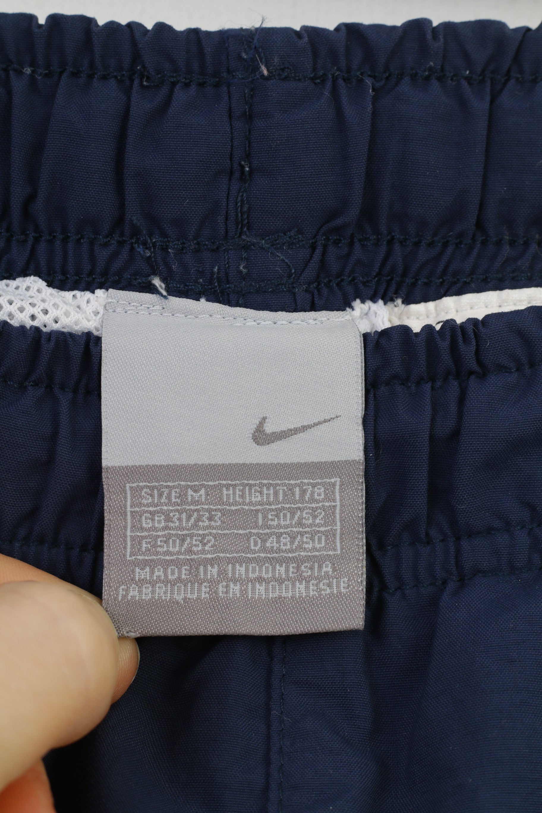 Nike Men M 178 Shorts Navy Pockets Elastic Waist Vintage Sportswear Active Training