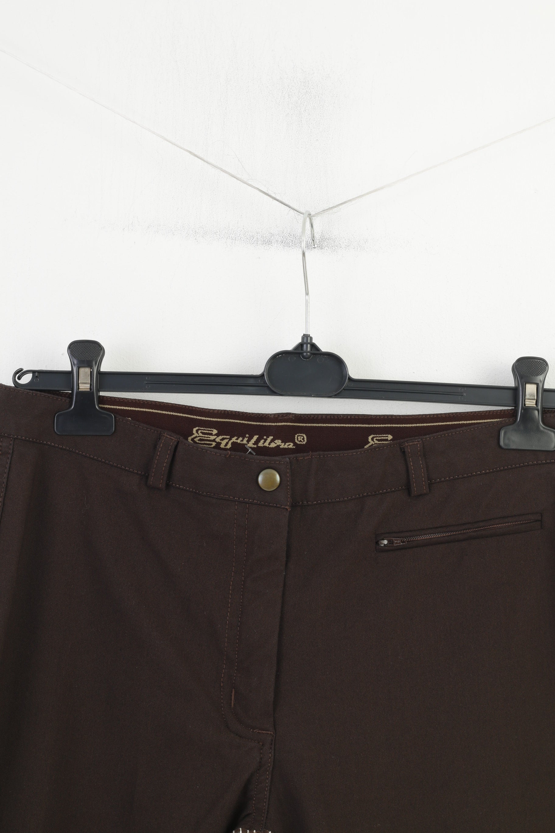 Equilibro Women 22 Trousers Brown Cotton Horse Ride Pants Elastic Outwear Training Belt Loops Vintage Pants