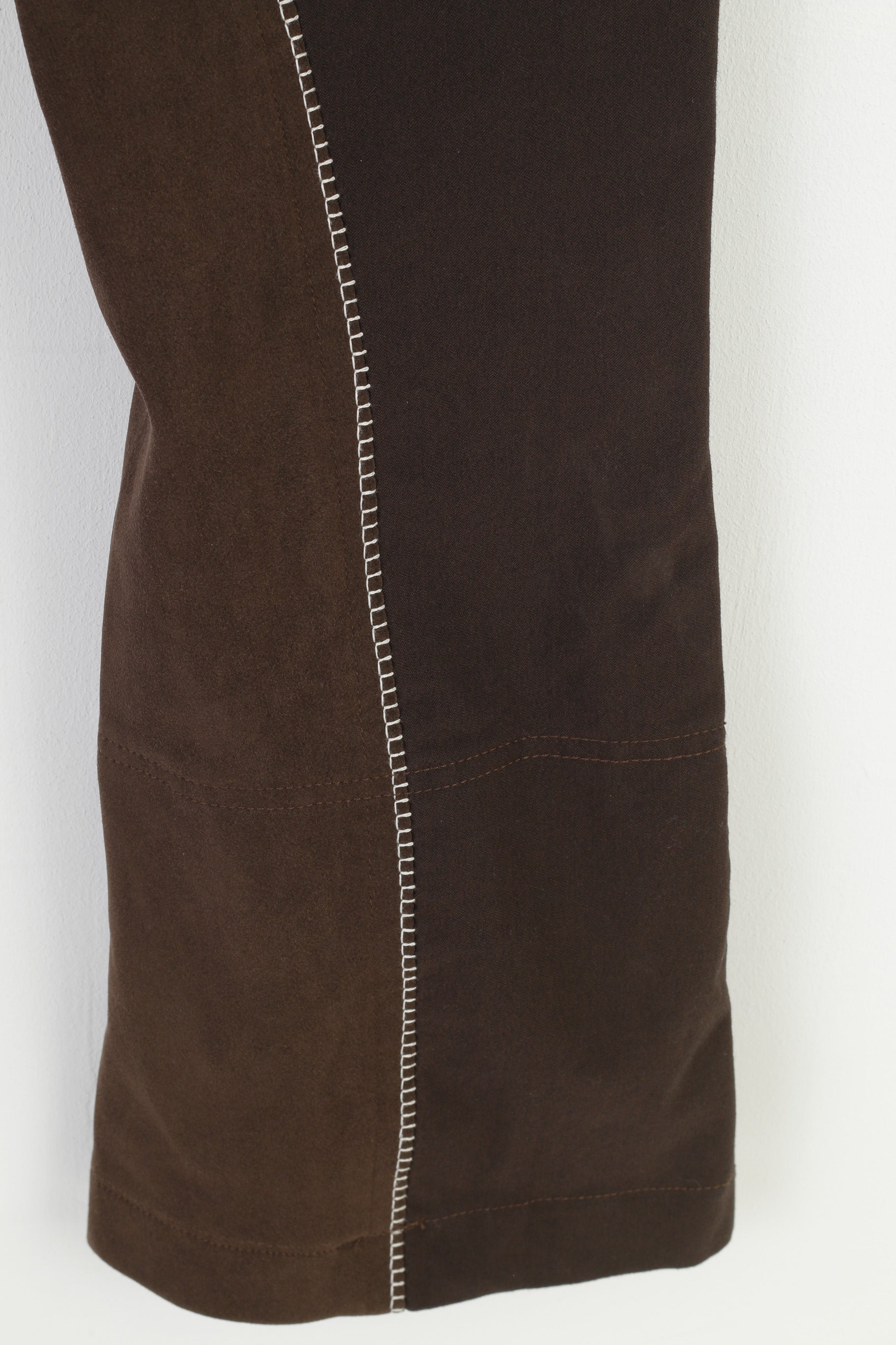 Equilibro Women 22 Trousers Brown Cotton Horse Ride Pants Elastic Outwear Training Belt Loops Vintage Pants