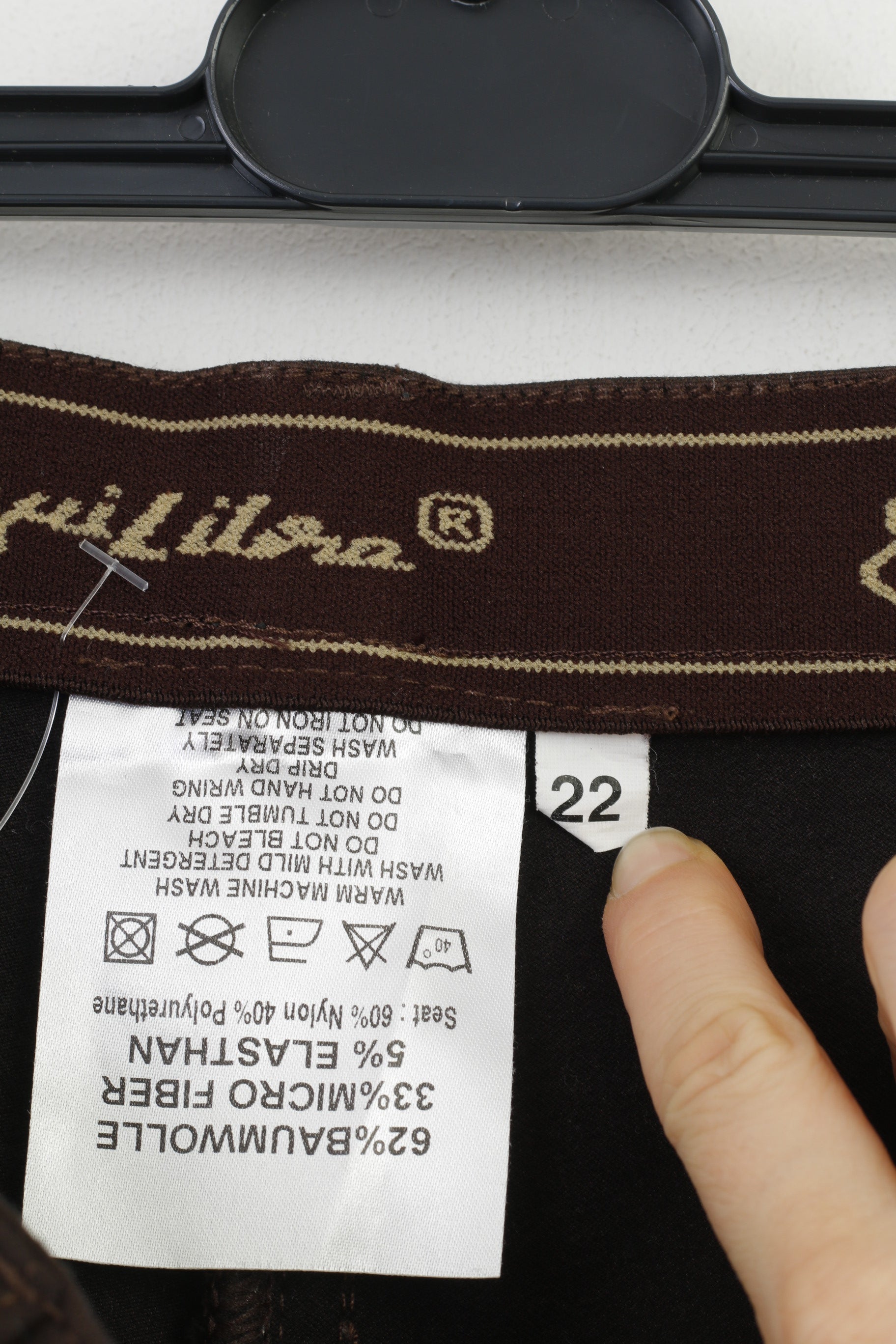 Equilibro Women 22 Trousers Brown Cotton Horse Ride Pants Elastic Outwear Training Belt Loops Vintage Pants