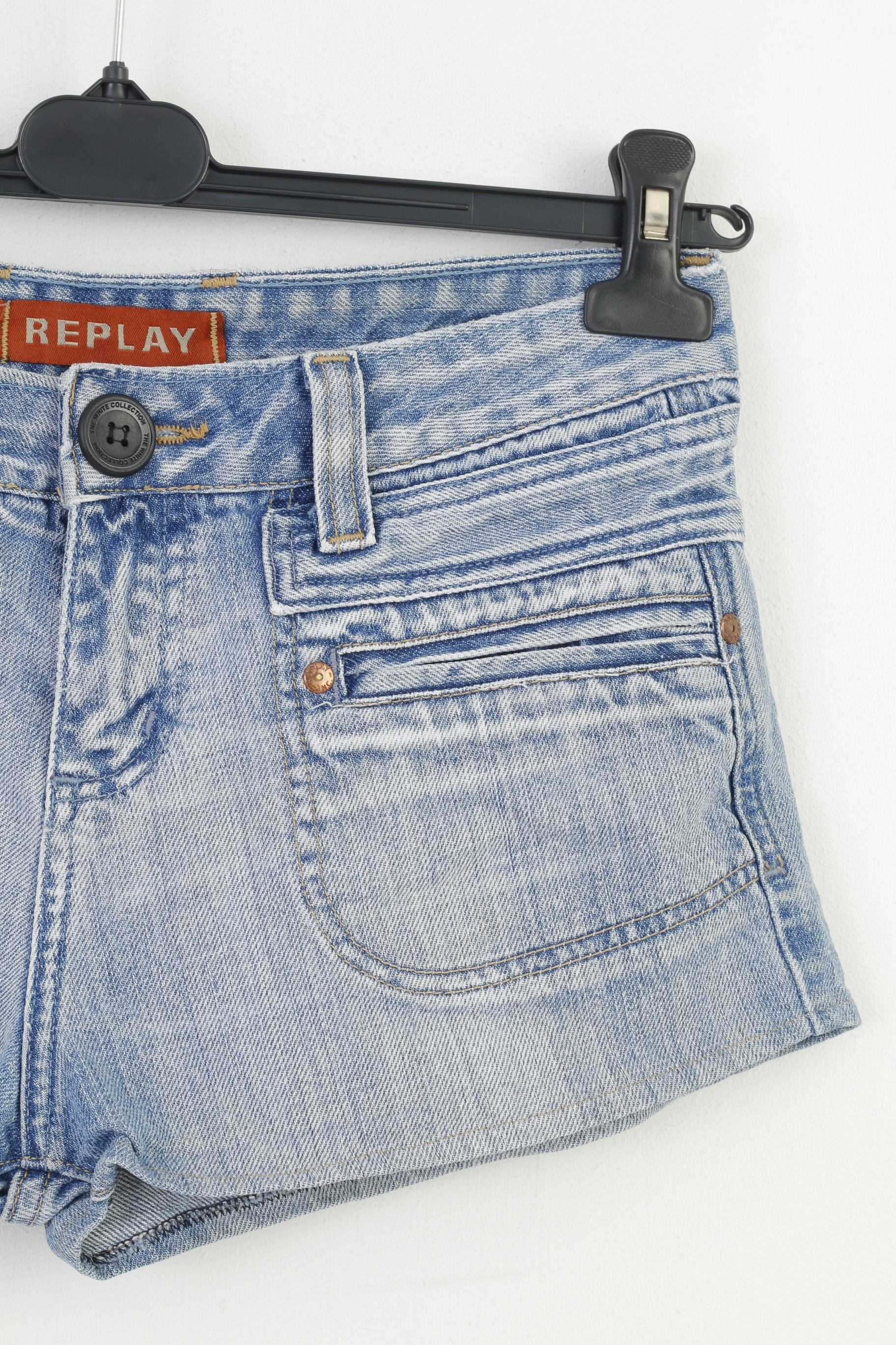 Replay Femme 30 Short Jeans Denim Eté Poches Coton Pantalon Bleu