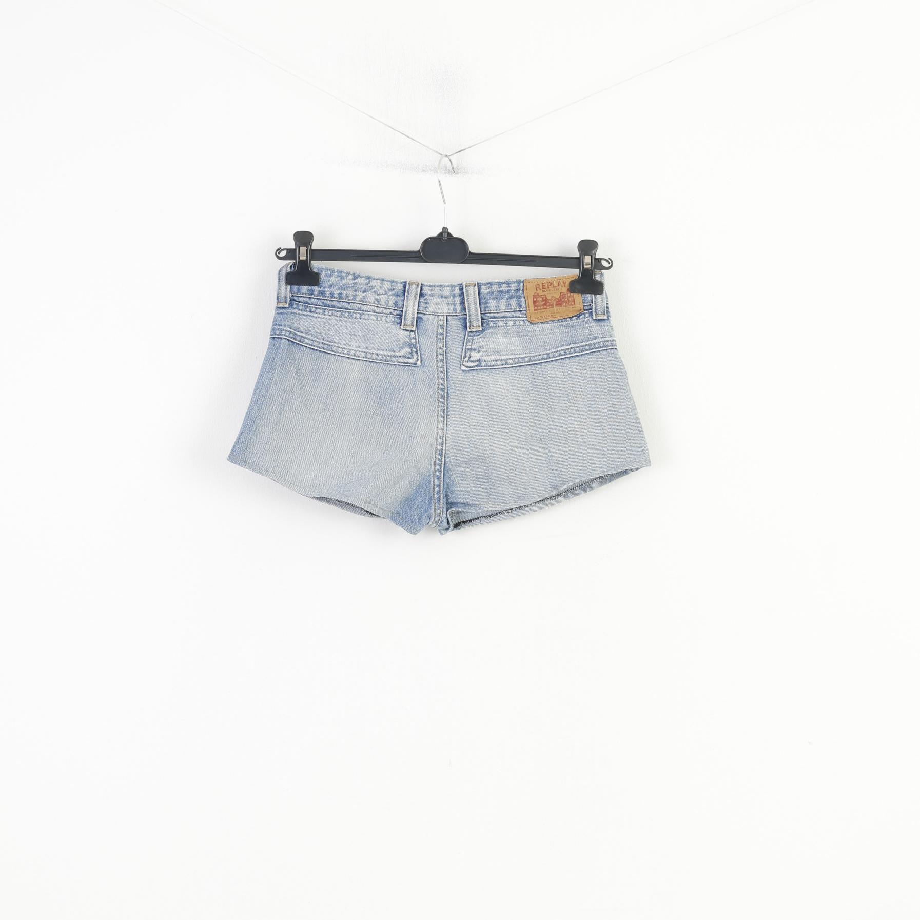 Replay Femme 30 Short Jeans Denim Eté Poches Coton Pantalon Bleu