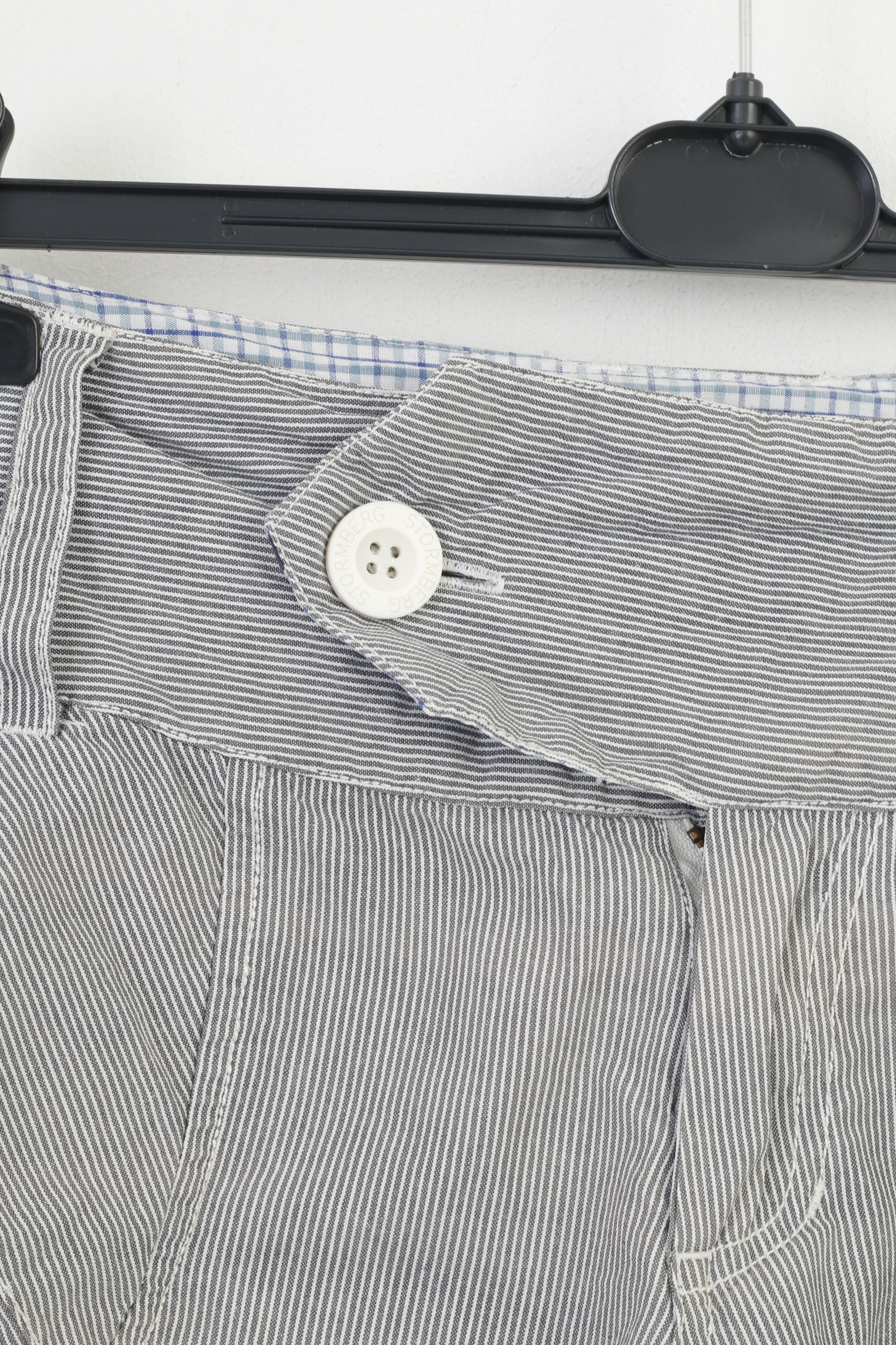 Stormberg Femmes L Short Rayé Coton Blanc Poches D'été Pantalon Vintage