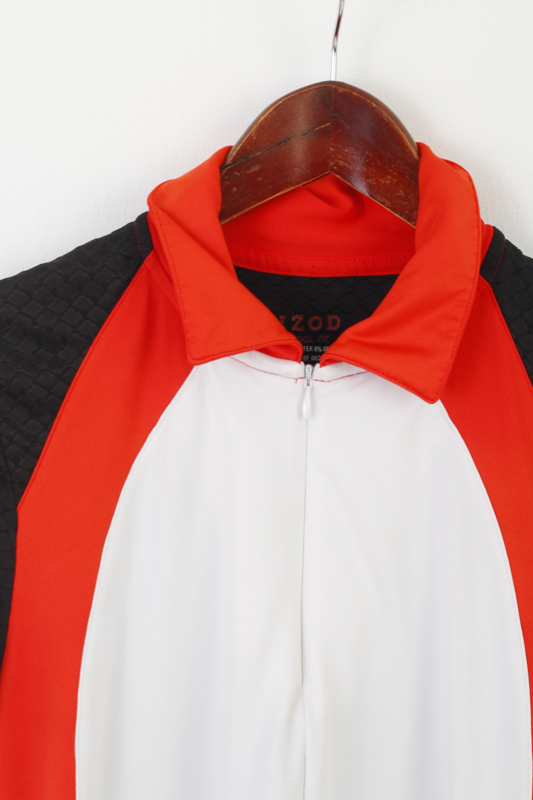 IZOD Women M Cycling Shirt Black White Cool FX Zip Neck Activewear Jersey Top