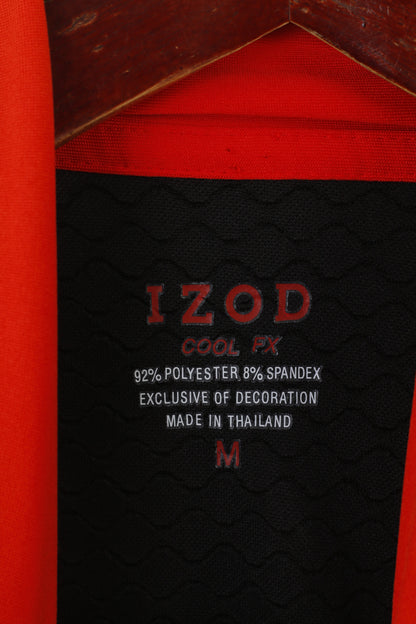 Maglia da ciclismo IZOD da donna M Nero Bianco Cool FX Zip Neck Activewear Jersey Top