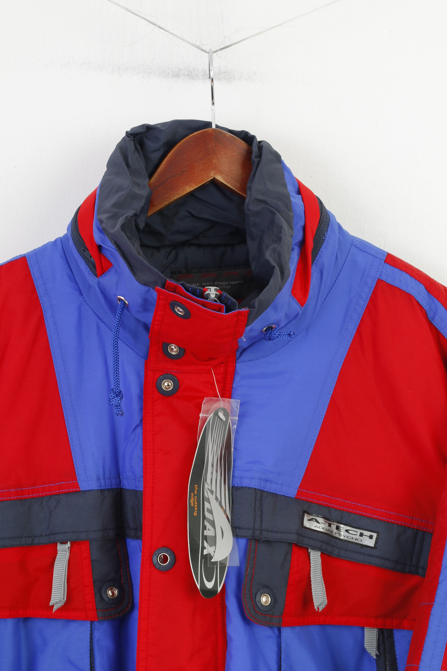 NEW Addax Men L Ski Suit Blue Vintage 90s Hood Belt Padded Waterproof Snow Snowsuit Snowboard