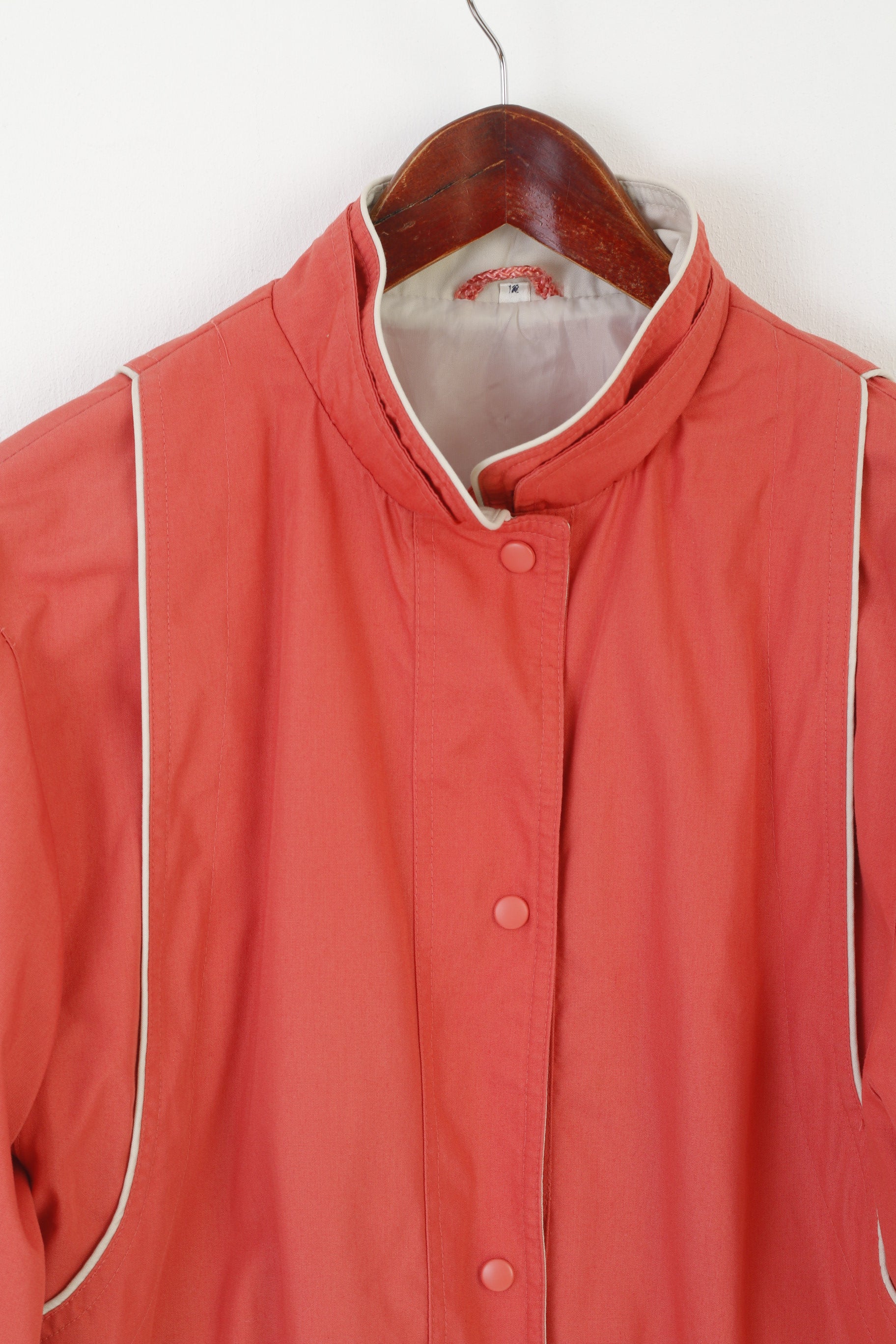 Telemac Women 12 M Bomber Jacket Peach Vintage Retro Snap Light Casual Top