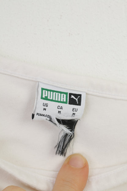 Puma Donna M Top Canotta estiva elasticizzata con maniche corte in cotone bianco 