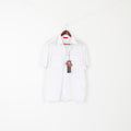 New Gabicci Men L Polo Shirt White Cotton Pockets Buttoned Retro Style Classic Top