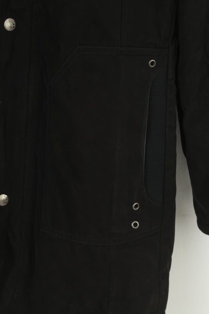 Selected Men M Jacket Black Parka Full Zipper Elegant Collar Snap Bottoms Cotton Original Handcrafted Quality Vintage Top