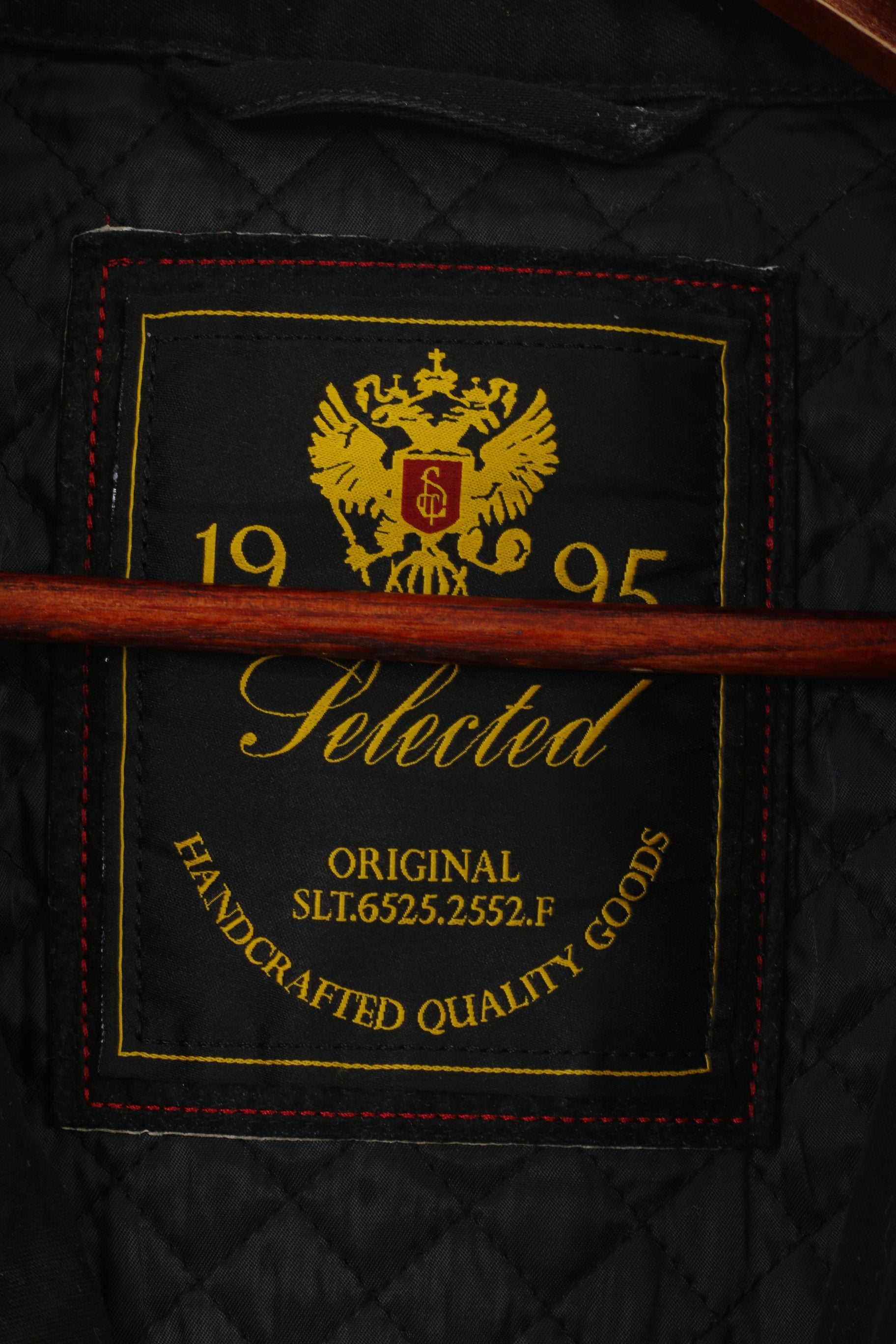 Giacca da uomo selezionata M Parka nero Cerniera intera Colletto elegante Pantaloni con bottoni automatici Top vintage in cotone di qualità artigianale originale