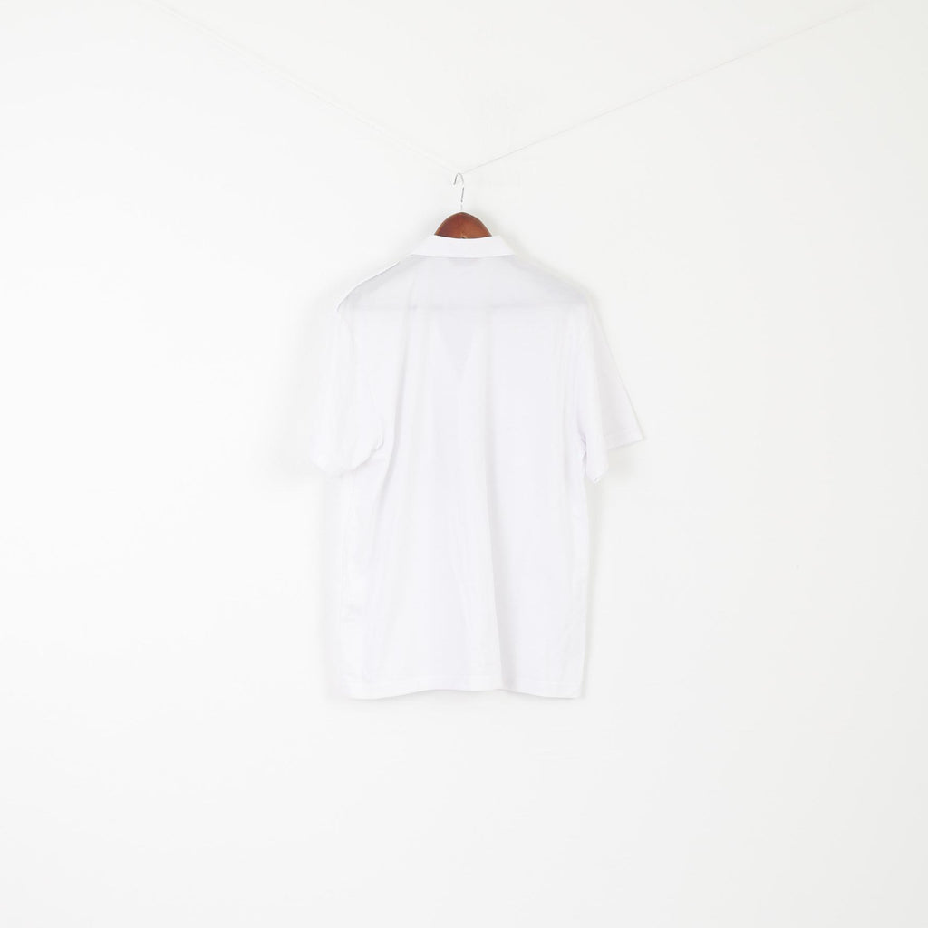 New Gabicci Men L Polo Shirt White Cotton Pockets Buttoned Retro Style Classic Top