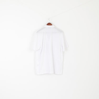 New Gabicci Men L Polo Shirt White Cotton Pockets Buttoned Retro Style Classic Top