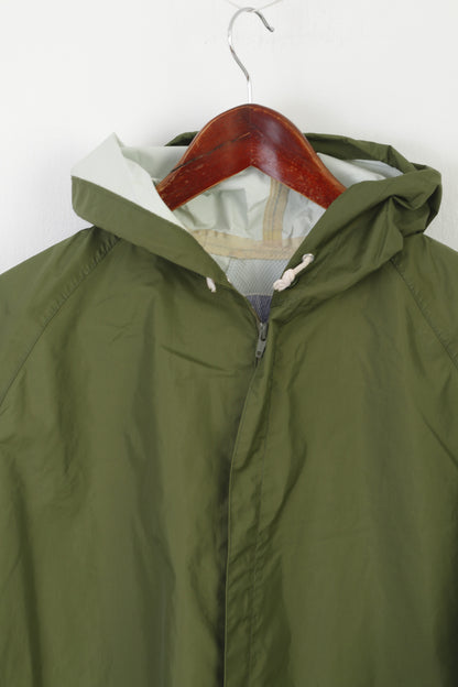 Etirel Rainwear Veste pour homme en nylon vert imperméable à capuche avec fermeture éclair complète