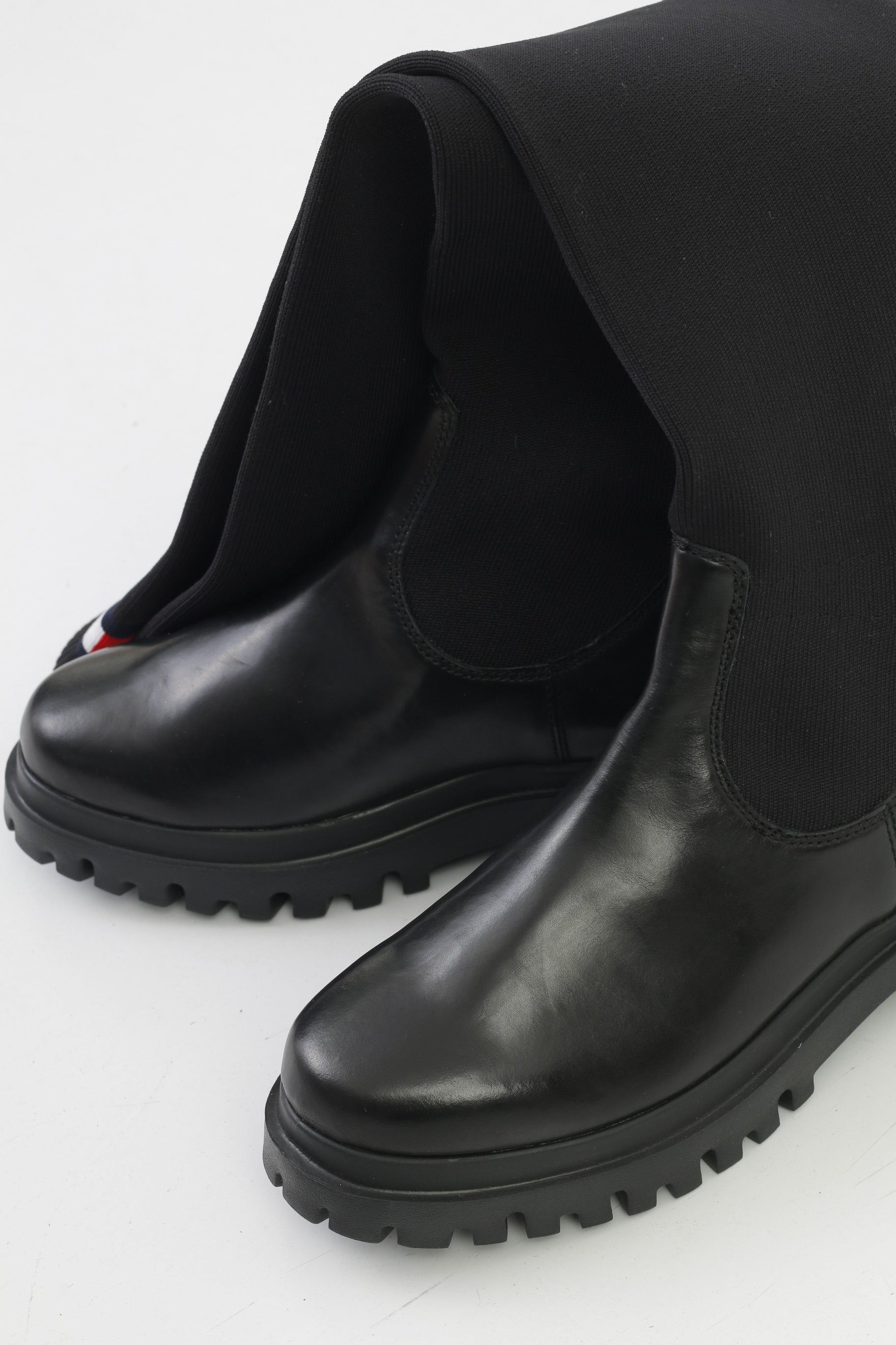 Tommy Hilfiger Women 6.5 37 Boots Overknee Boot Black Winter Elastic Bandage