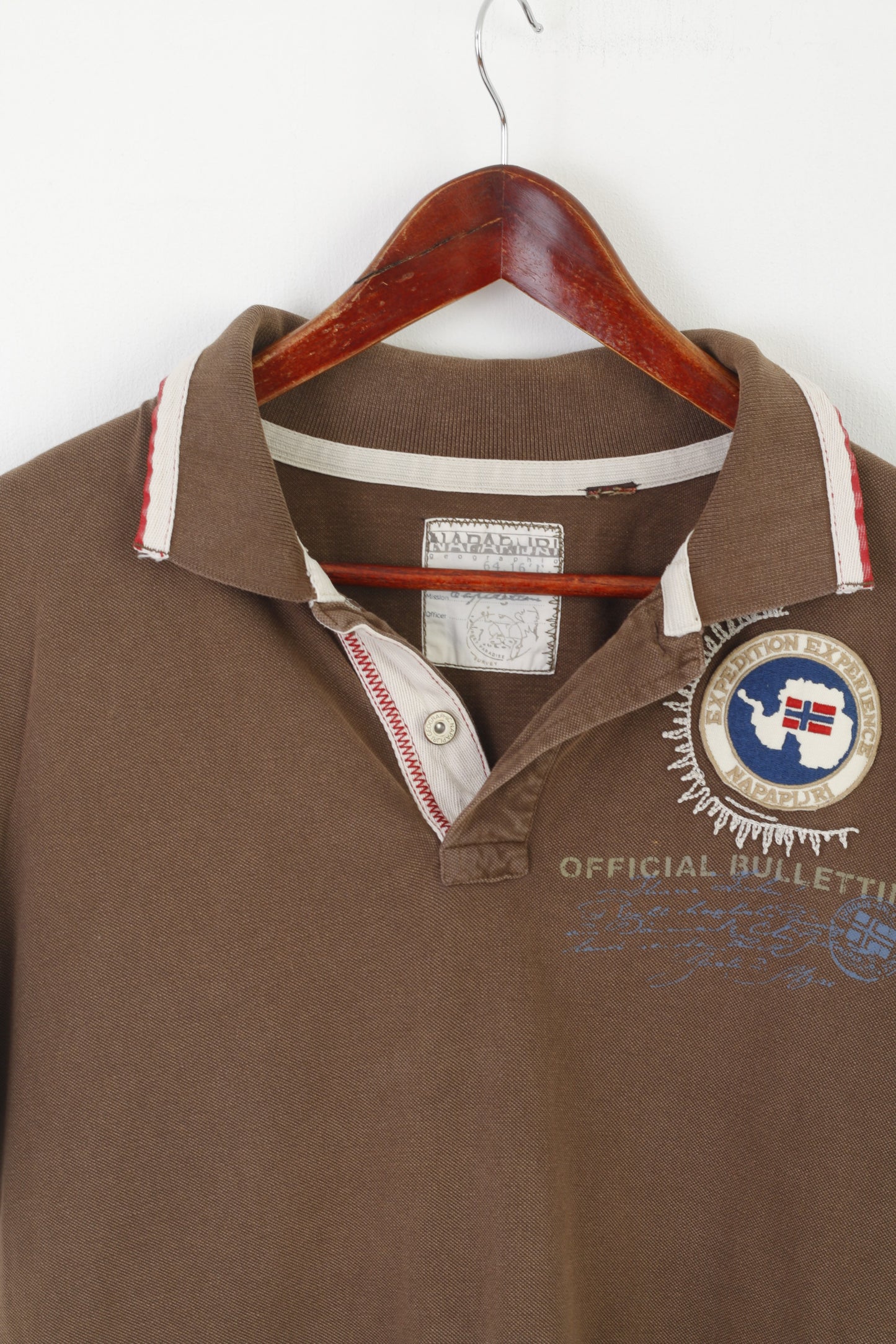 Napapijri Homme L Polo Marron Coton Paradise Survey Vintage Haut D'été