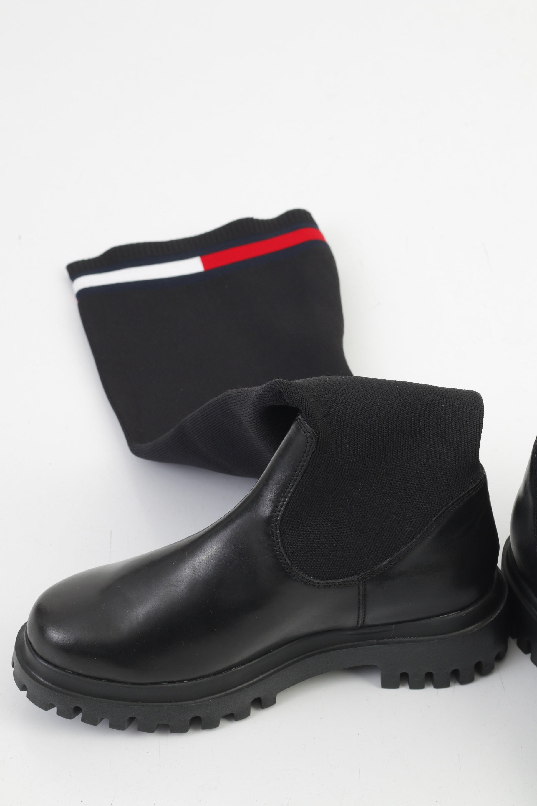 Tommy Hilfiger Women 6.5 37 Boots Overknee Boot Black Winter Elastic Bandage