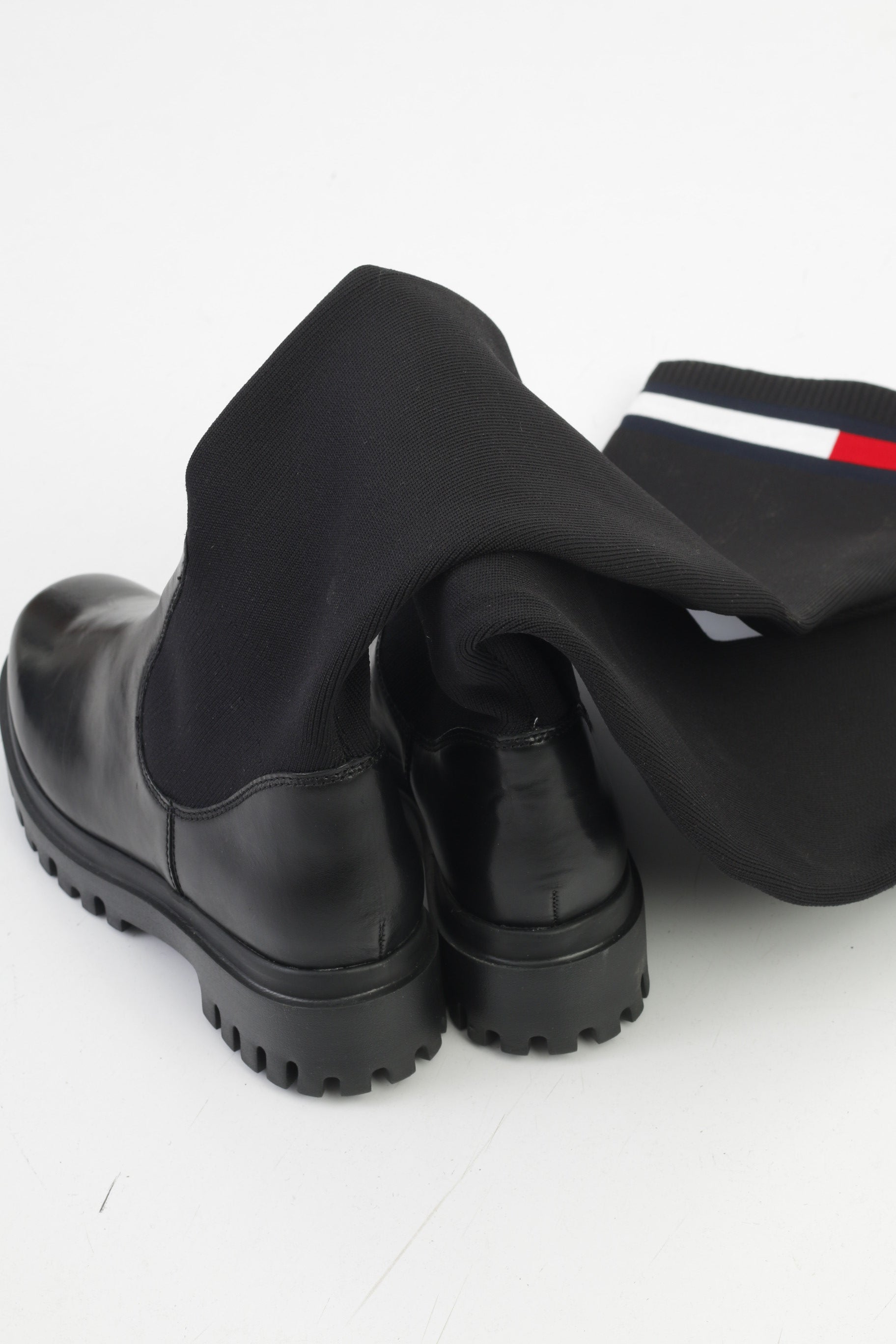 Tommy Hilfiger Donna 6.5 37 Stivali Stivali sopra il ginocchio Nero Fascia elastica invernale