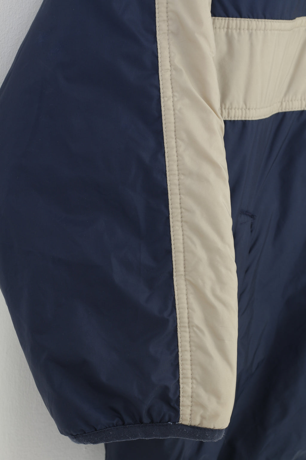 Ellesse Boys M 146 Jacket Navy Beige Double Side Zip Neck Juniors Fleece Pocket Nylon Collar vintage Top