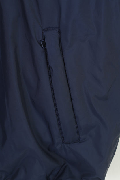 Ellesse Boys M 146 Jacket Navy Beige Double Side Zip Neck Juniors Fleece Pocket Nylon Collar  Vintage Top