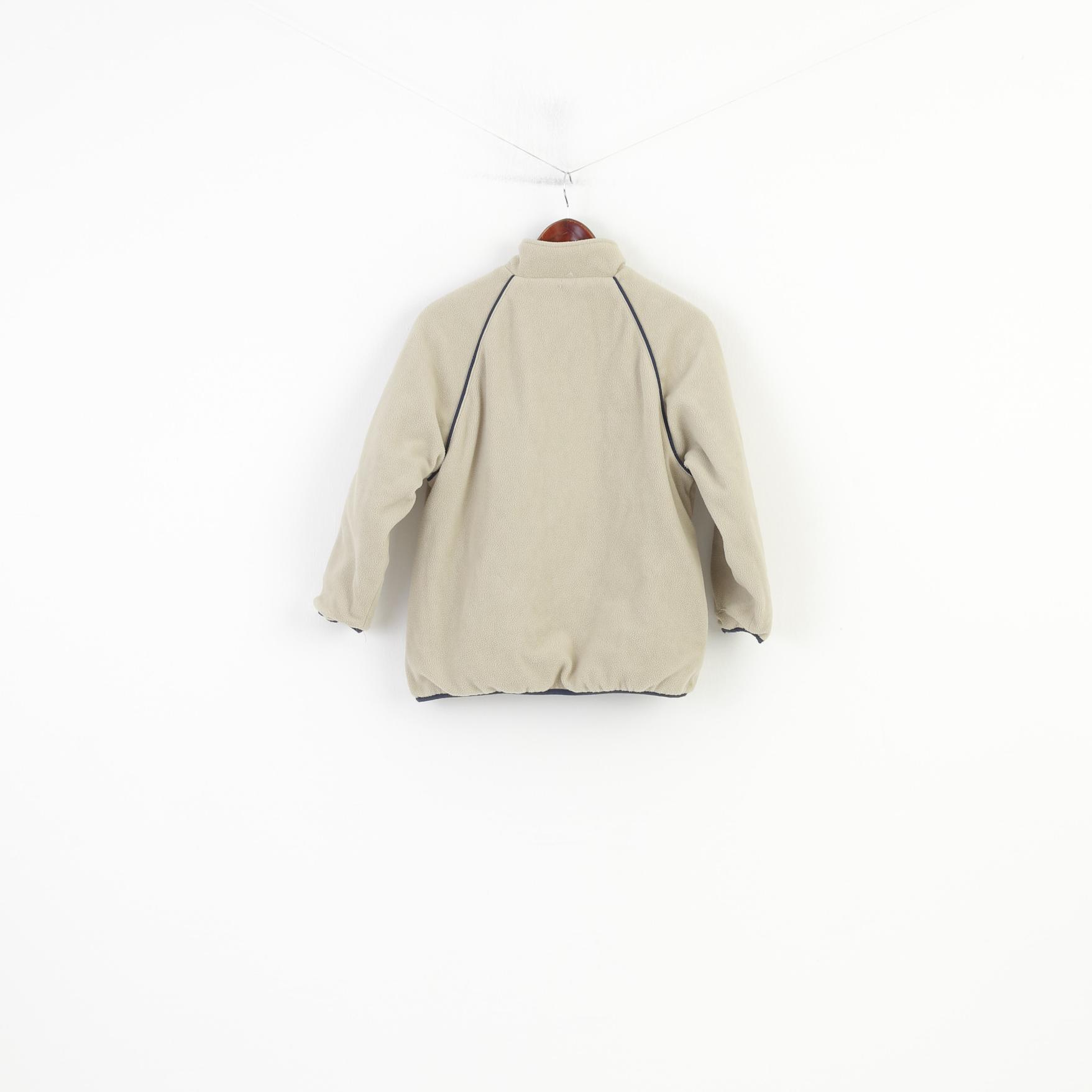 Ellesse Boys M 146 Jacket Navy Beige Double Side Zip Neck Juniors Fleece Pocket Nylon Collar vintage Top