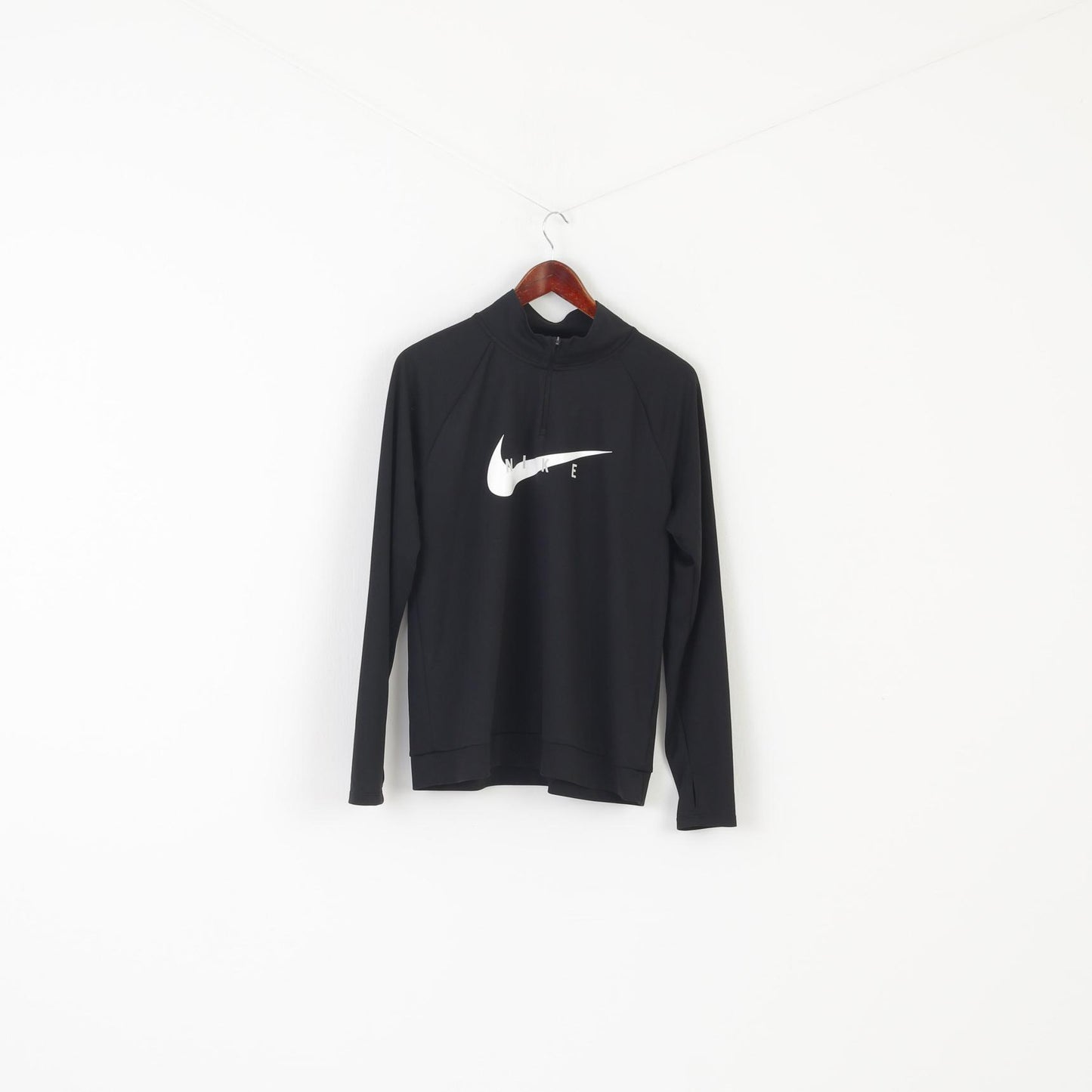 Nike Running Men L Shirt Black Dri-Fit Sportswear Active Long Sleeve Top