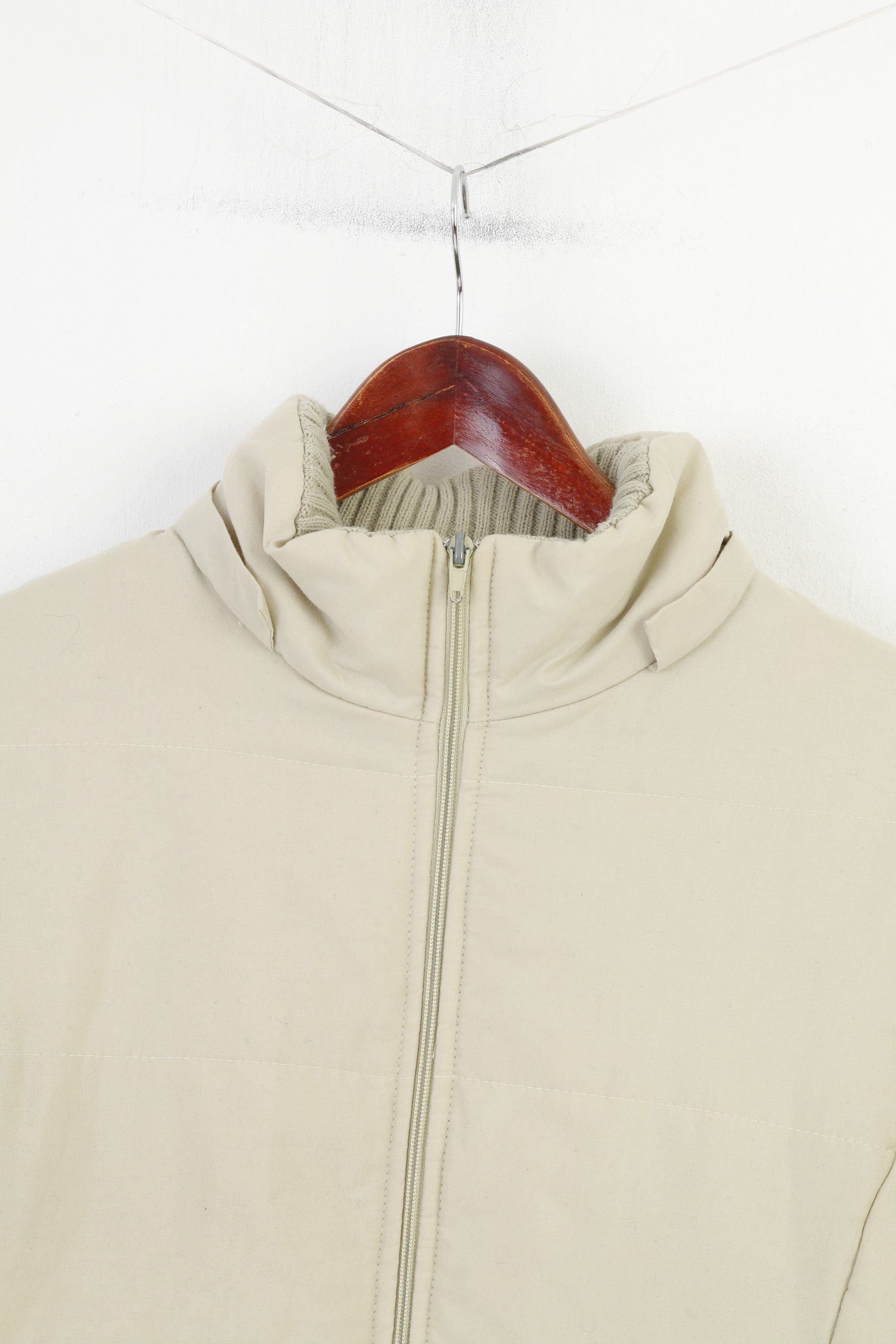 Turek Women 40 M Jacket Coat Padded Winter Beige Long Parka Full Zipper Vintage Top