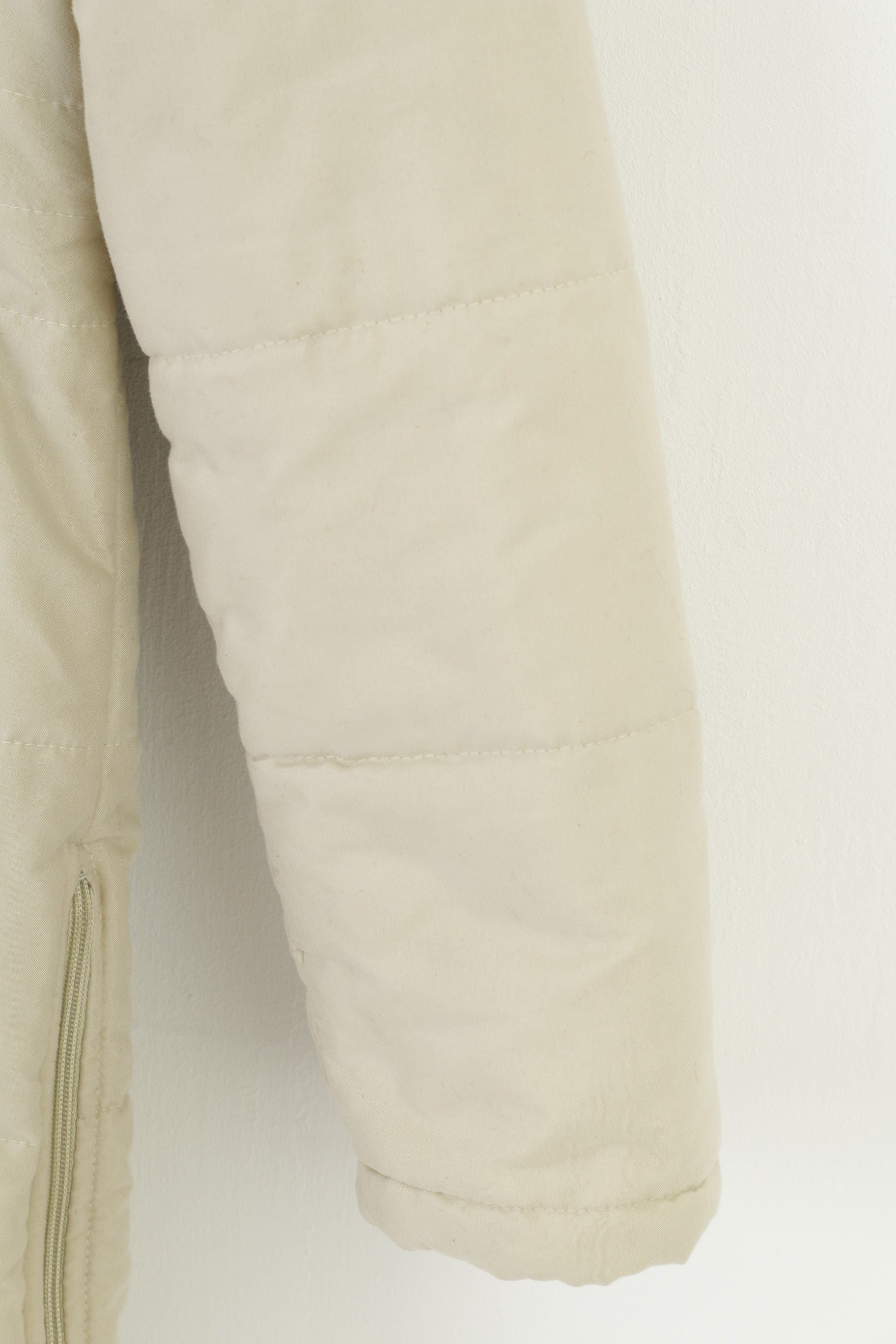 Turek Women 40 M Jacket Coat Padded Winter Beige Long Parka Full Zipper Vintage Top