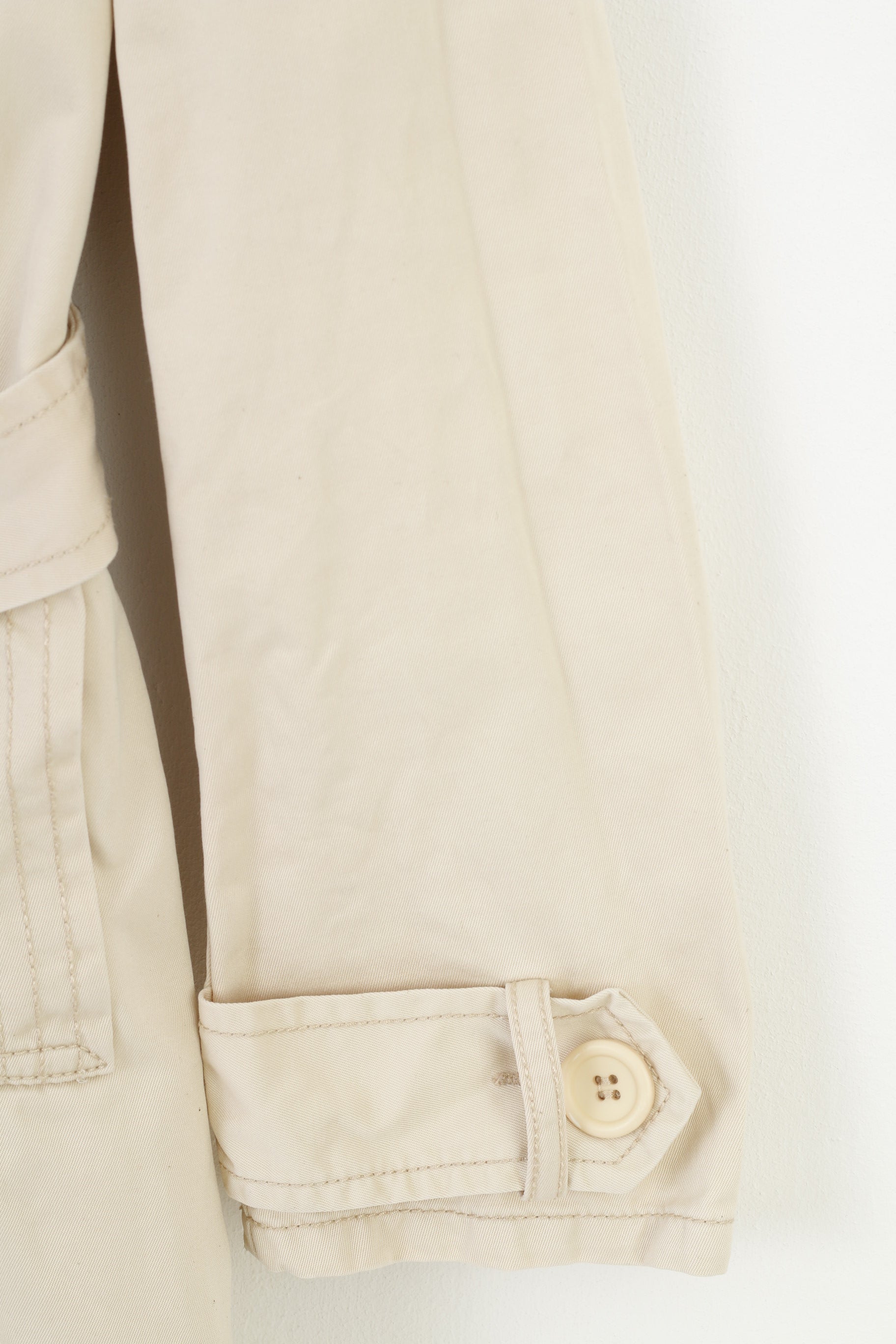 Claire.Dk Women 38 M Coat Beige Belt Bottoms Double Breasted Cotton Outwear Vintage Top Jacket