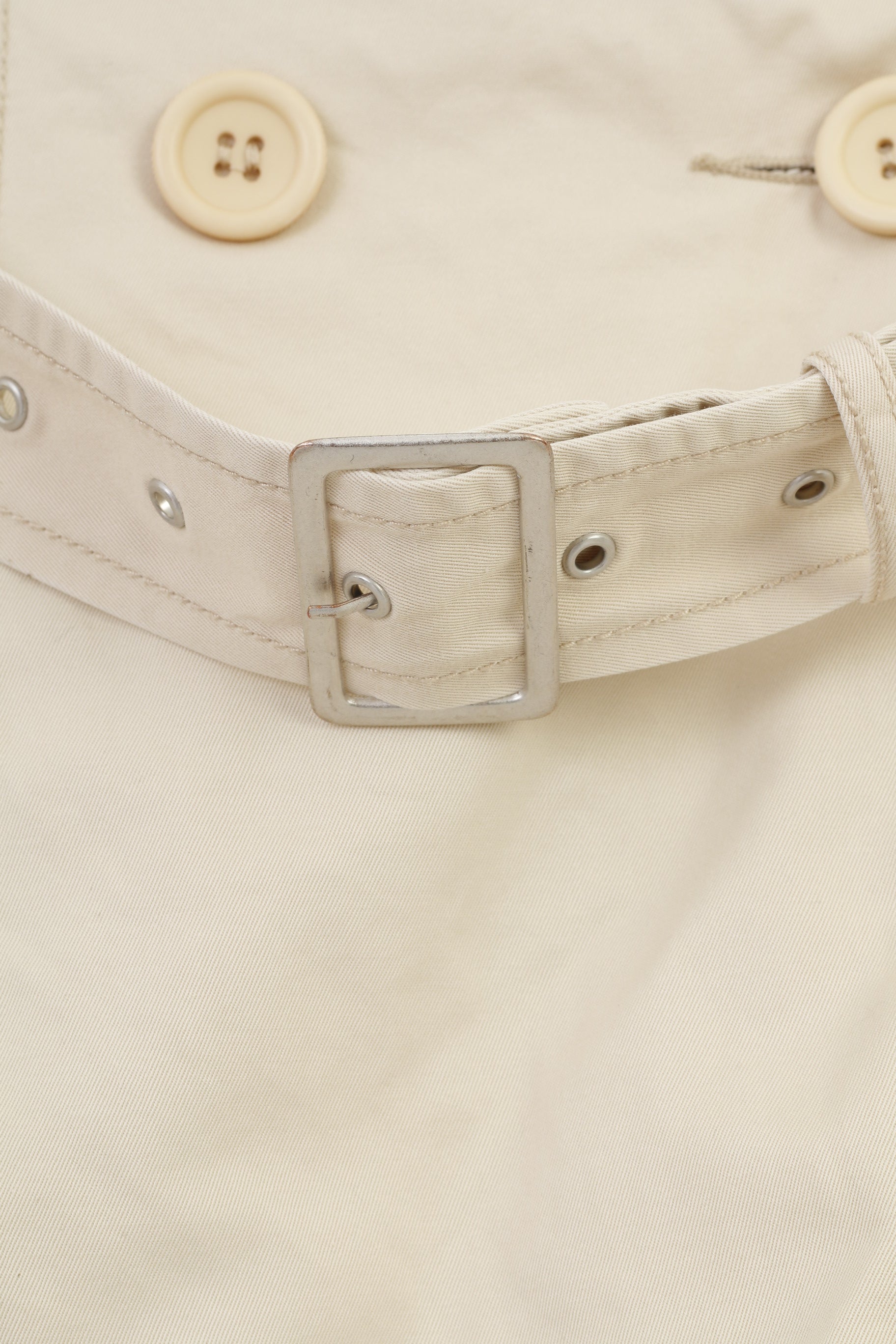 Claire.Dk Women 38 M Coat Beige Belt Bottoms Double Breasted Cotton Outwear Vintage Top Jacket