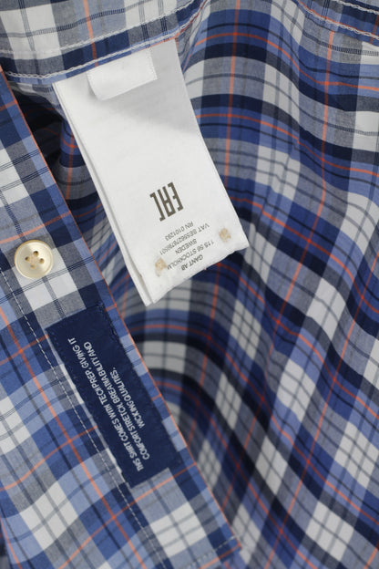 GANT Camicia casual da uomo M Top regolare in cotone a quadri blu a maniche corte Tech Prep