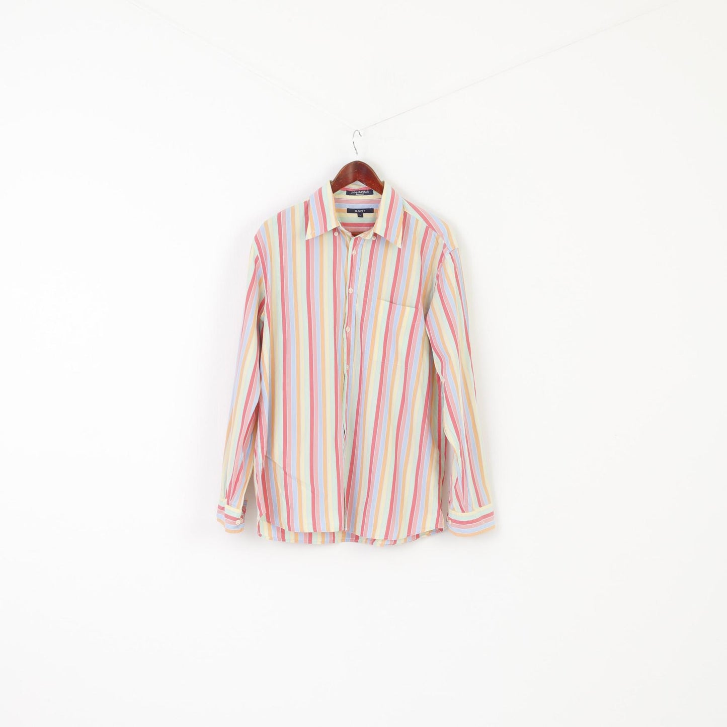 Gant Men L Casual Shirt Pastel Striped Liberty Bell Poplin Regular Long Sleeve Top