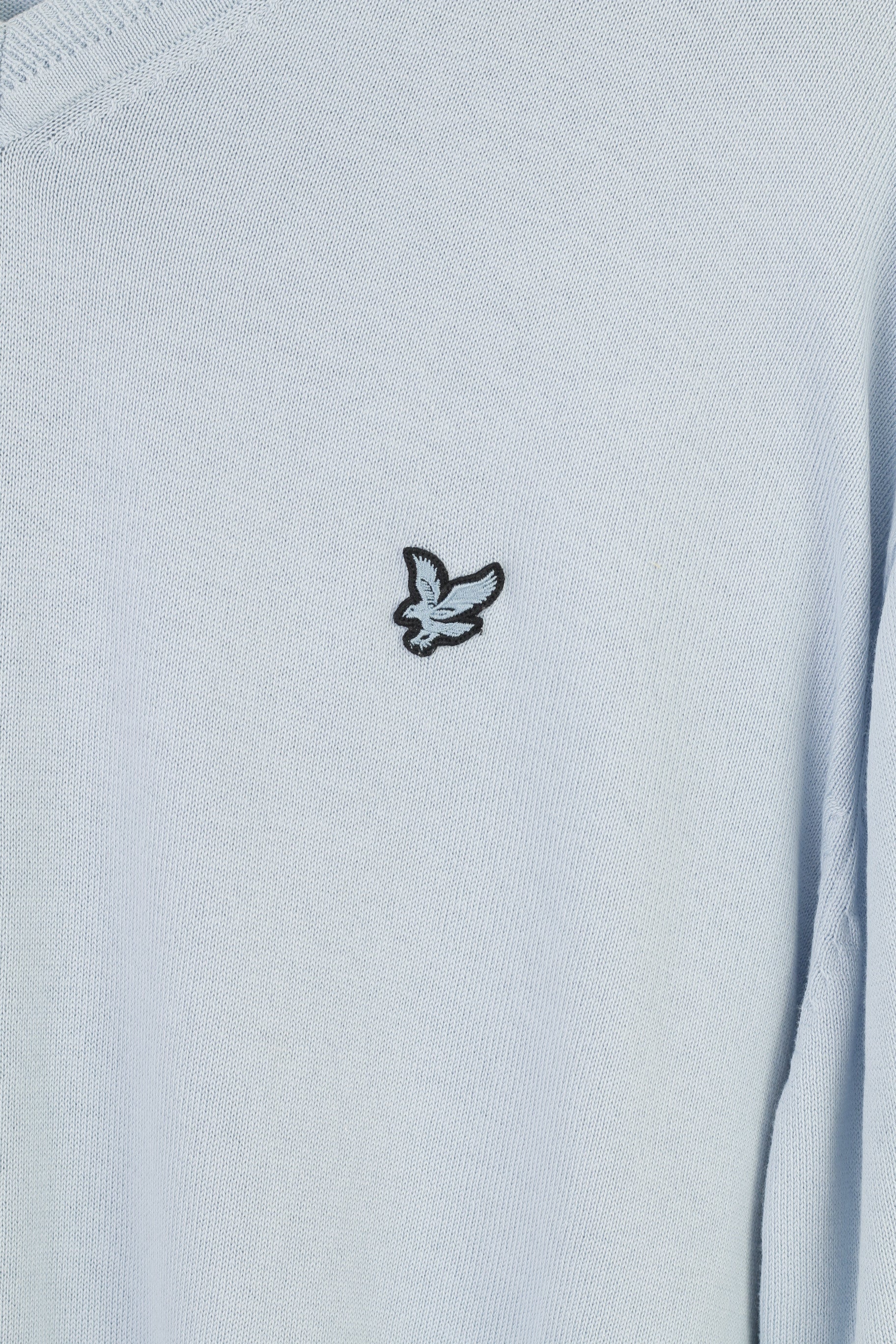 Lyle & Scott Men XXL Jumper Casual Blue Cotton V Neck Light Sweater Heritage Vintage Top