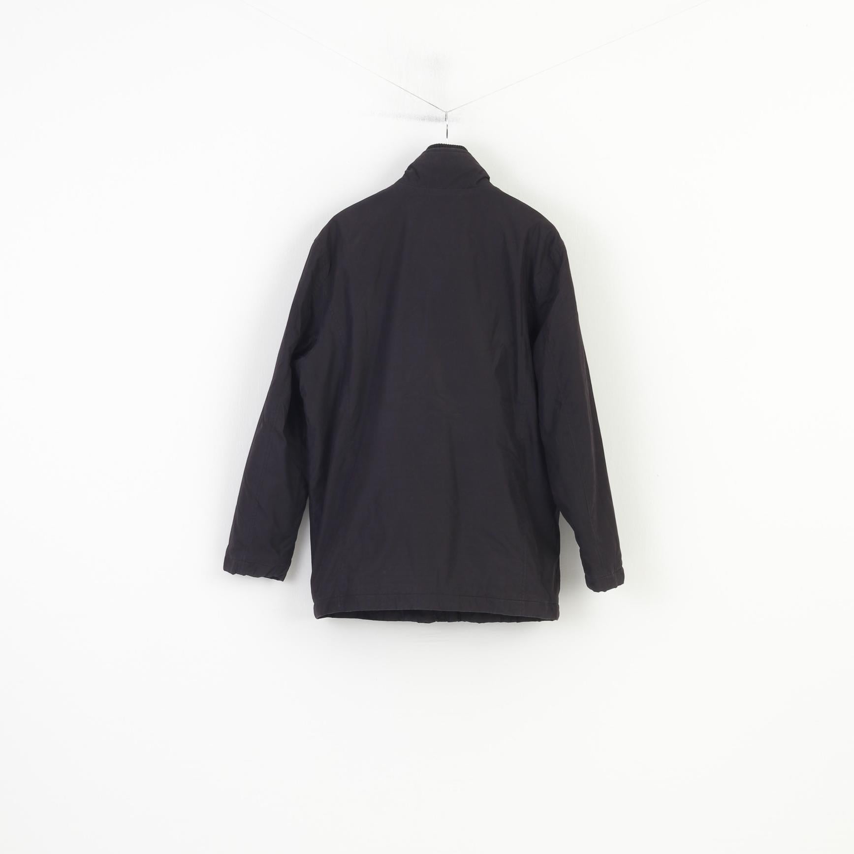 Giacca M&amp;S da uomo M Giacca nera con cerniera intera Colletto imbottito vintage Top outwear