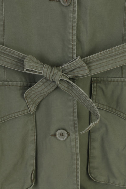 H&amp;M Filles 152 cm 11 Âge Manteau Vert Coton Simple Boutonnage Ceinture Poches Col Veste Vintage