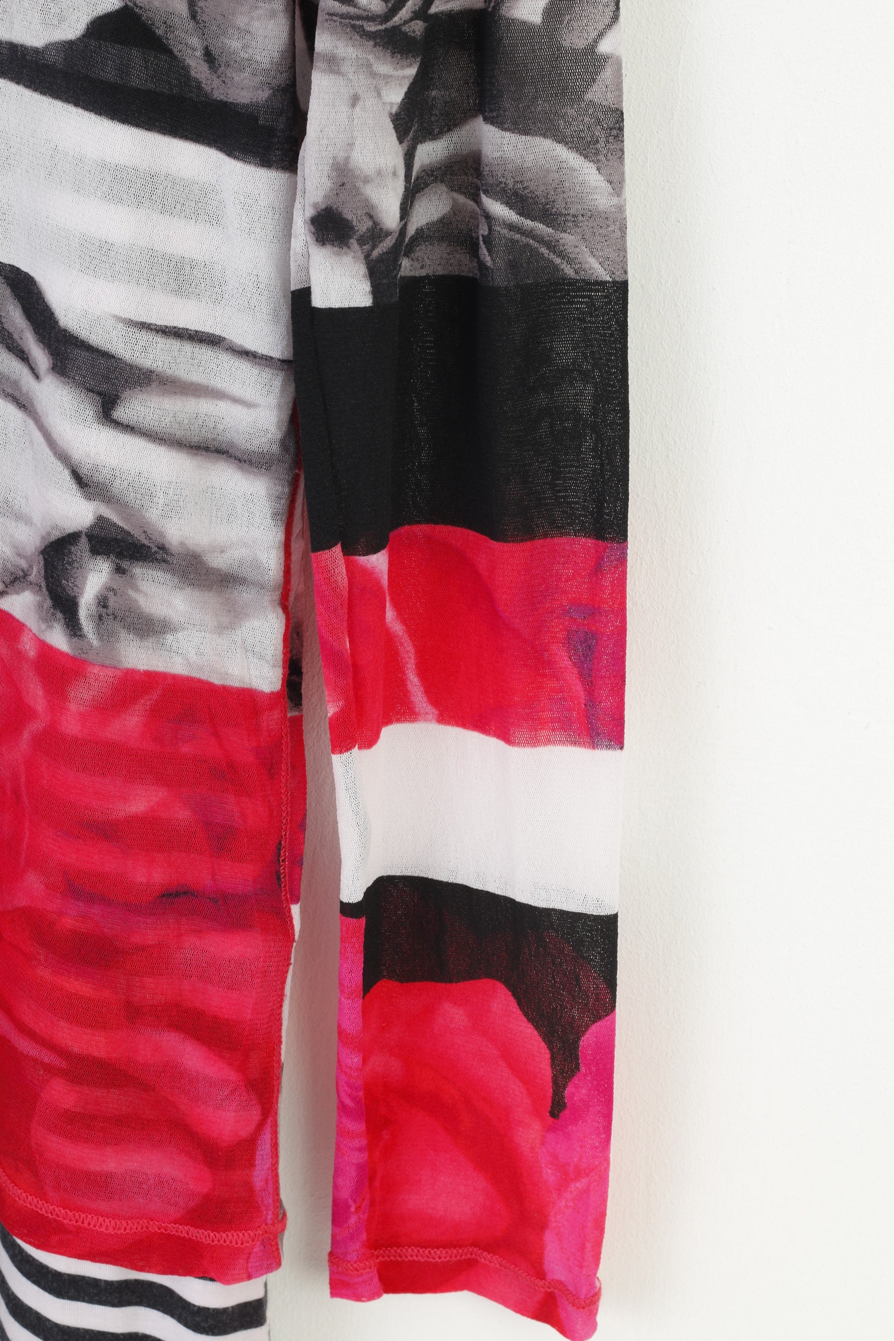 Marc Aurel Women 42 M Shirt Blouse Multi Print Striped White Black Long Sleeve Tunic Stretch Top