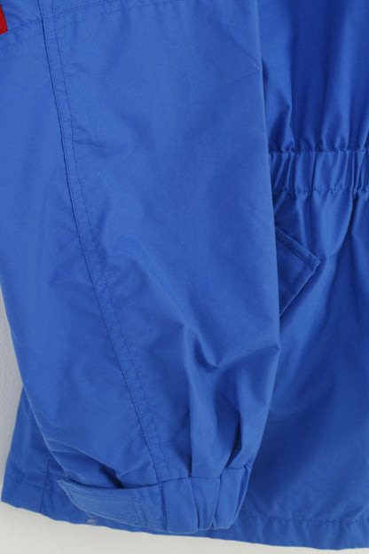 Columbia Hommes 164 L Veste Parka Bleu Nylon Imperméable À Capuche À Fermeture Éclair Complète Sportswear Company Vintage Poches Top 